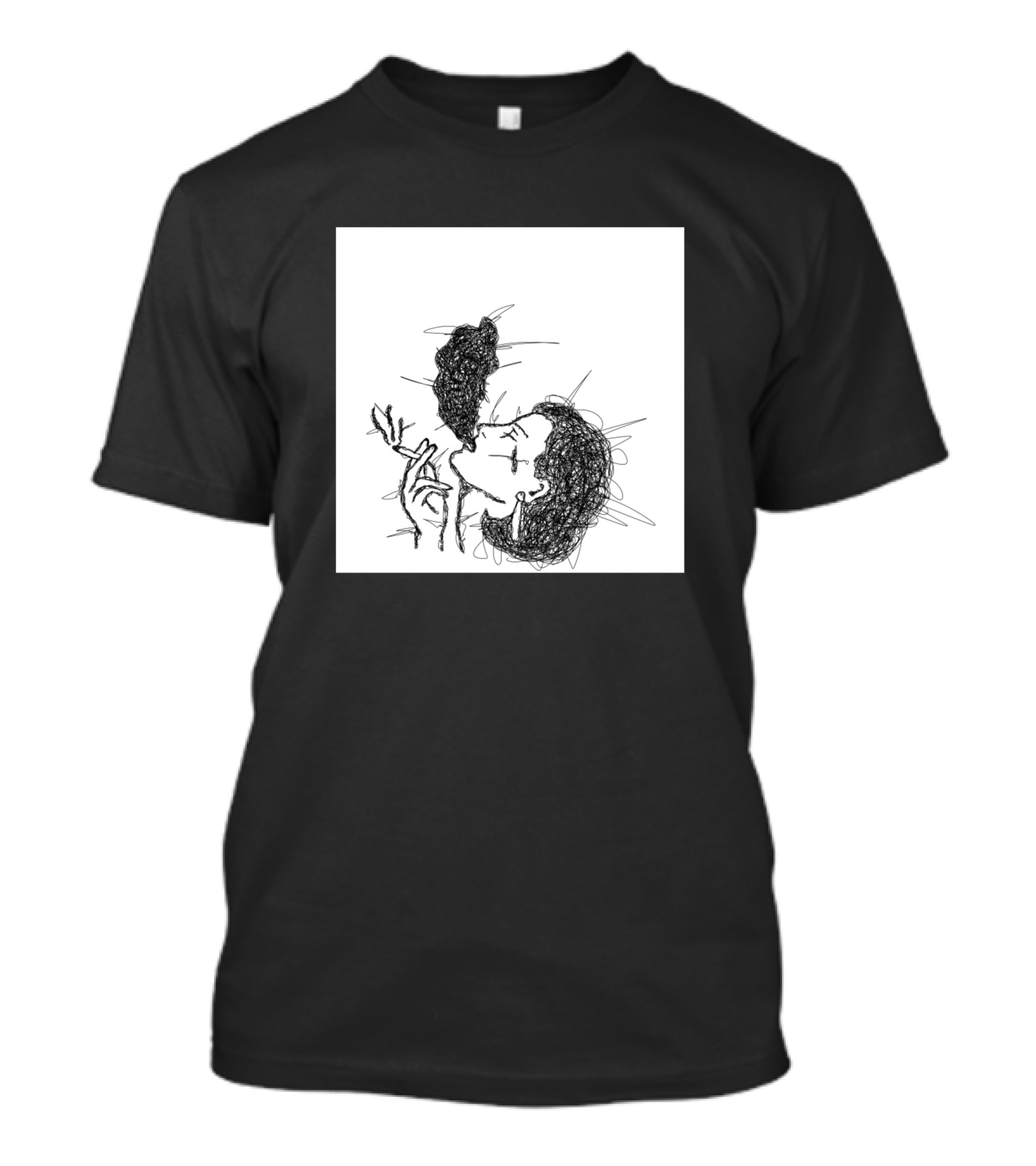 Sad Girl Smoking Sketch Iconic Aesthetic T-Shirt