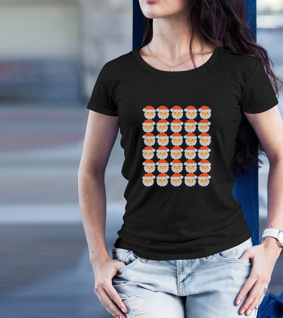 Santa Claus Emoji Pattern Repetition T-Shirt