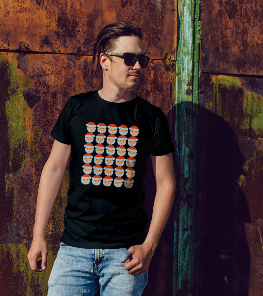 Santa Claus Emoji Pattern Repetition T-Shirt