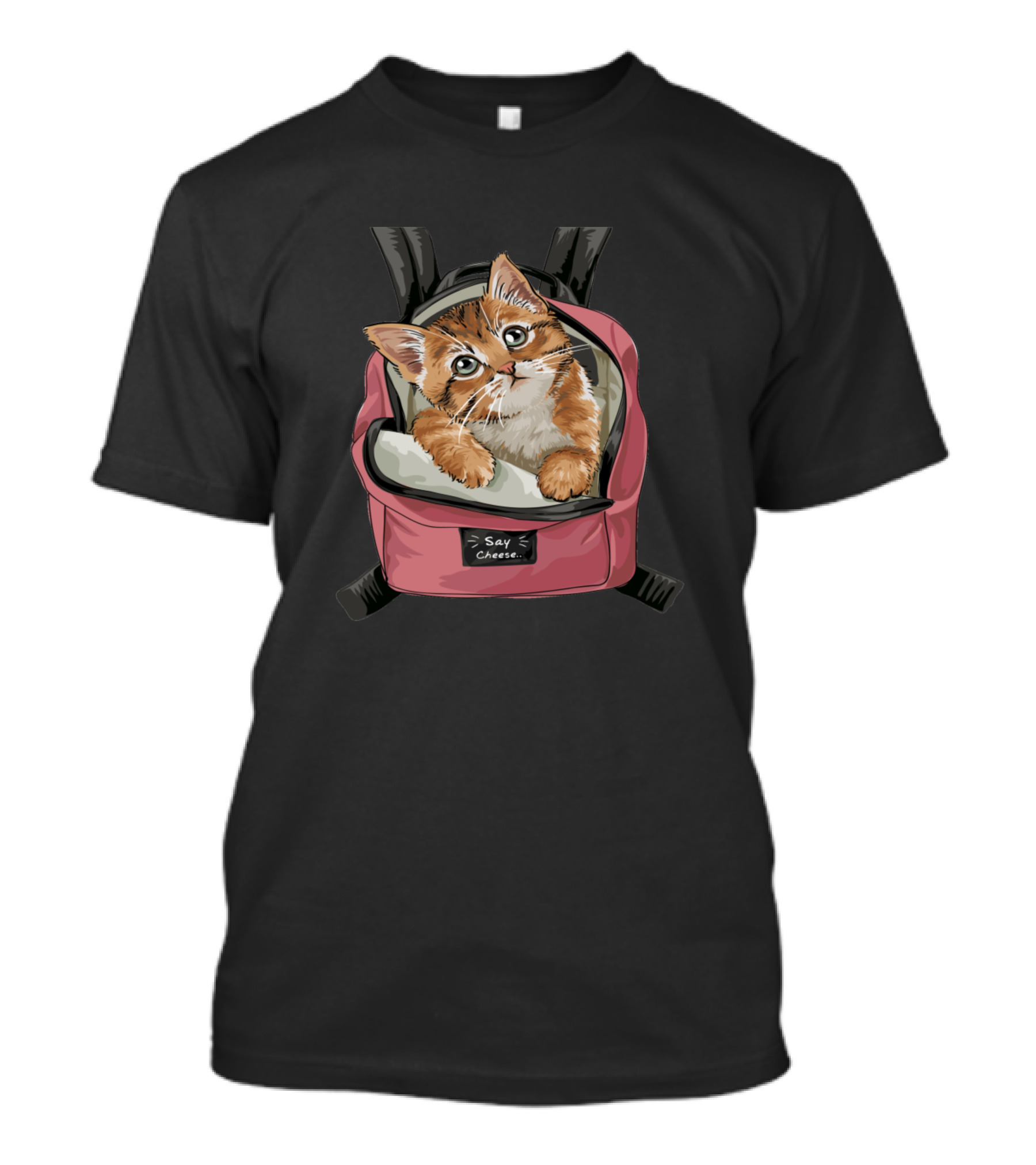 Say Cheese Kitten Backpack Image Adorable Kitty Peeking Out T-Shirt