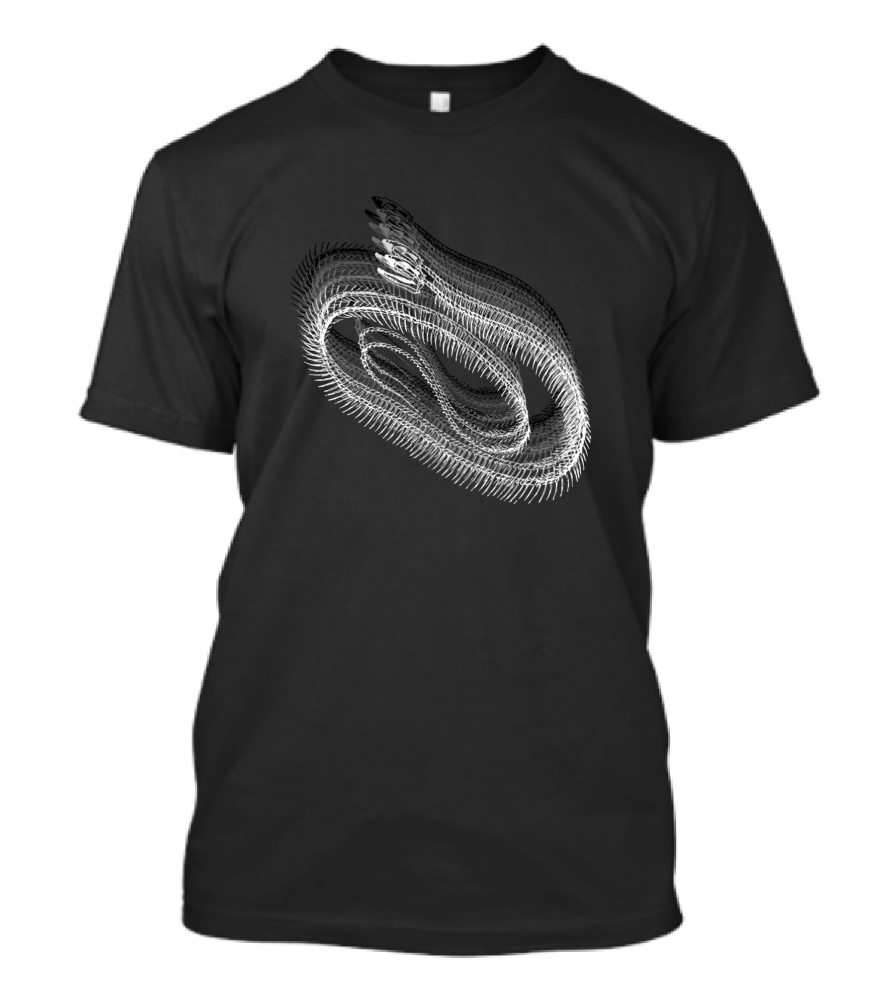 Snake Skeleton White Ribcage Swirl T-Shirt