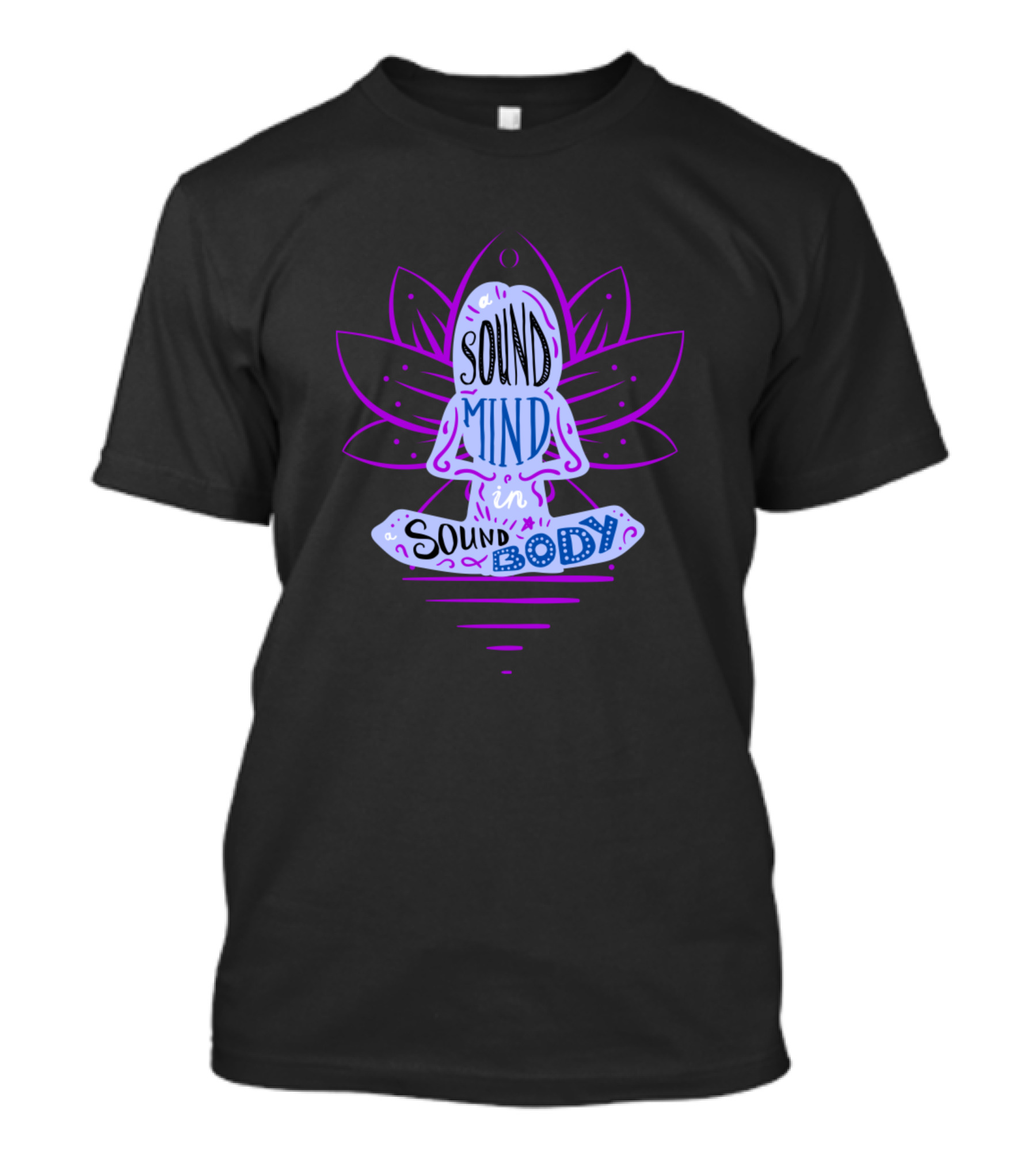 Sound Mind In Sound Body Purple Lotus Yoga Meditation T-Shirt