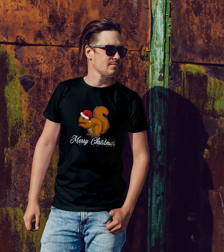 Merry Christmas Squirrel Family Couple T-Shirt