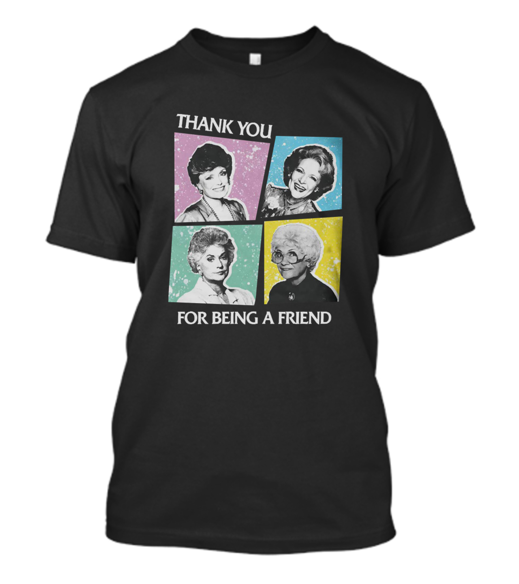 Thank You For Being A Friend Golden Girls Iconic Characters In Colorful Squares T-Shirt