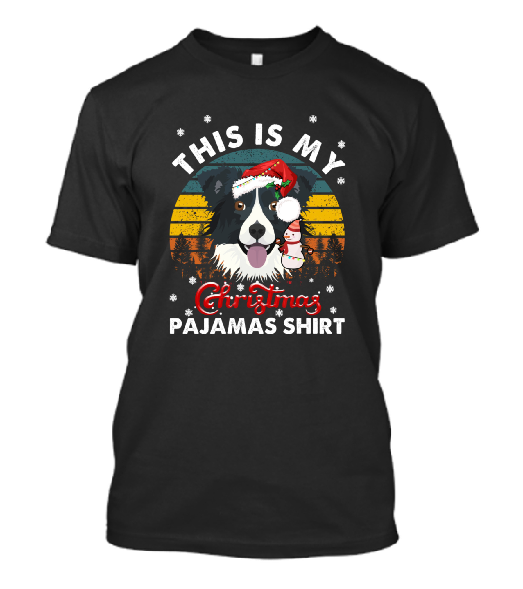 This Is My Christmas Pajamas Shirt Vintage Border Collie T-Shirt