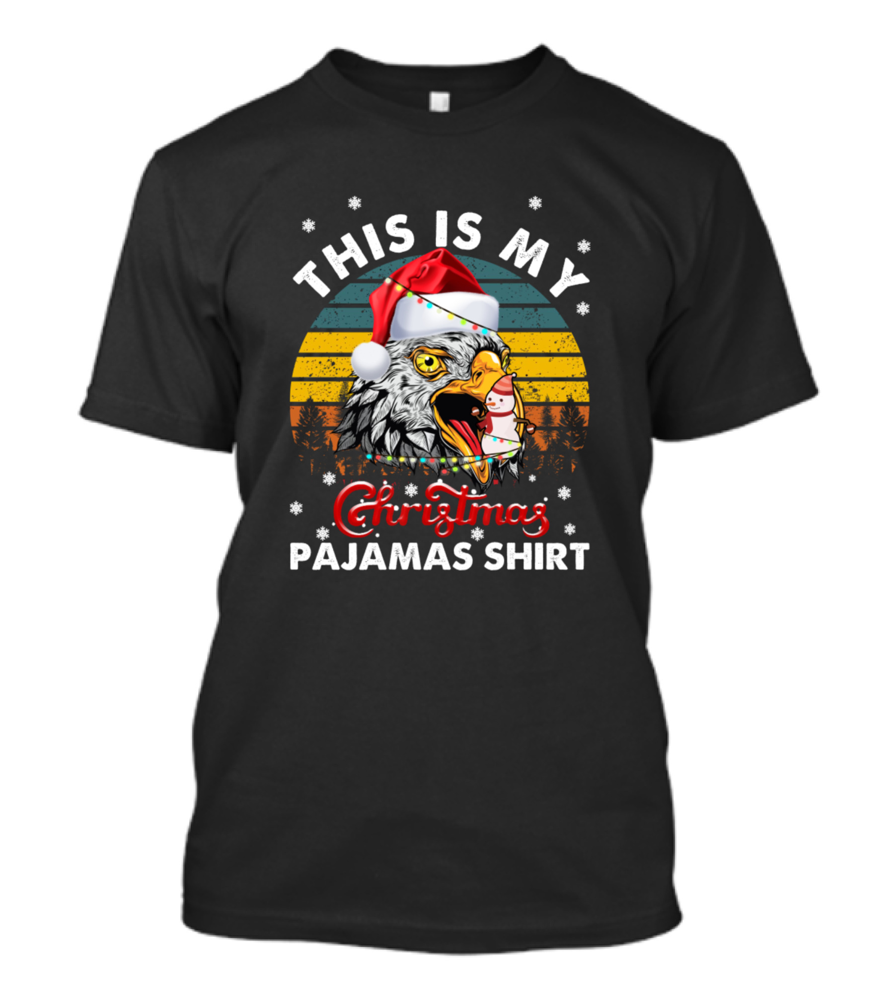 This Is My Christmas Pajamas Shirt Vintage Eagle Santa Hat T-Shirt