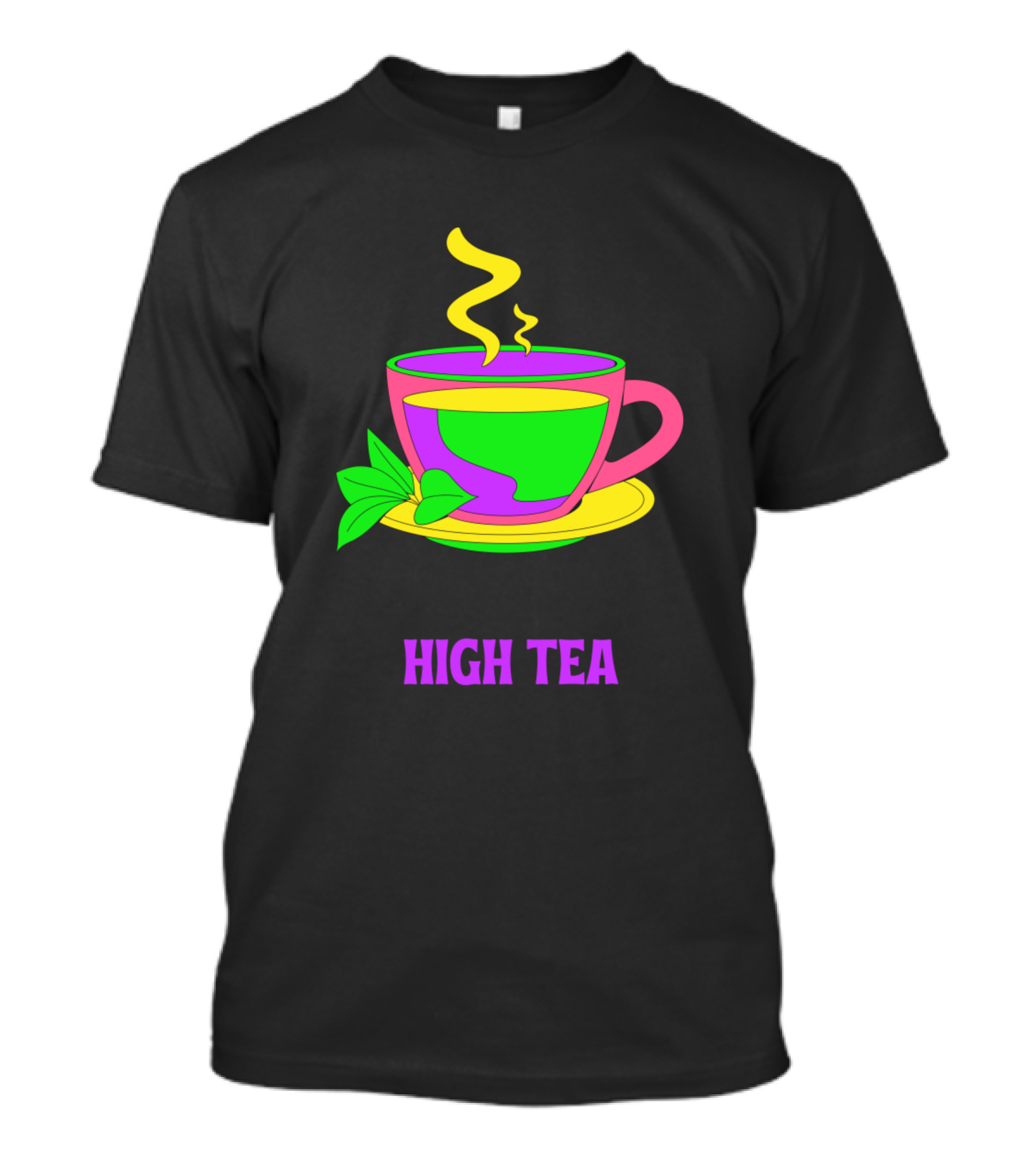 High Tea Trippy Cup Leaf Neon T-Shirt