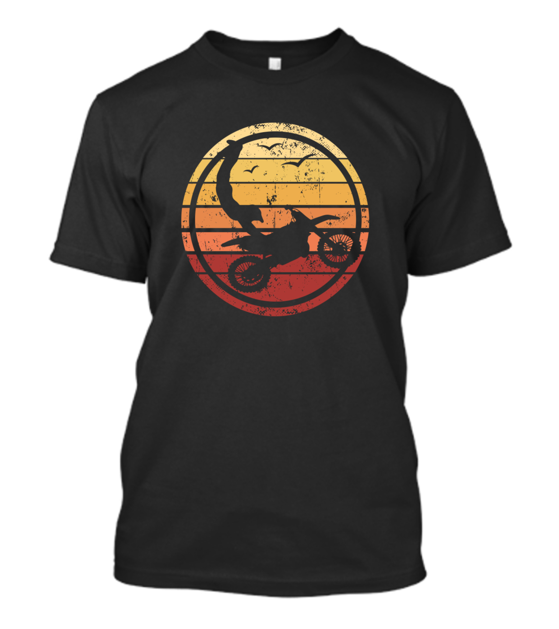Vintage Freestyle Motocross Sunset Silhouette With Birds T-Shirt