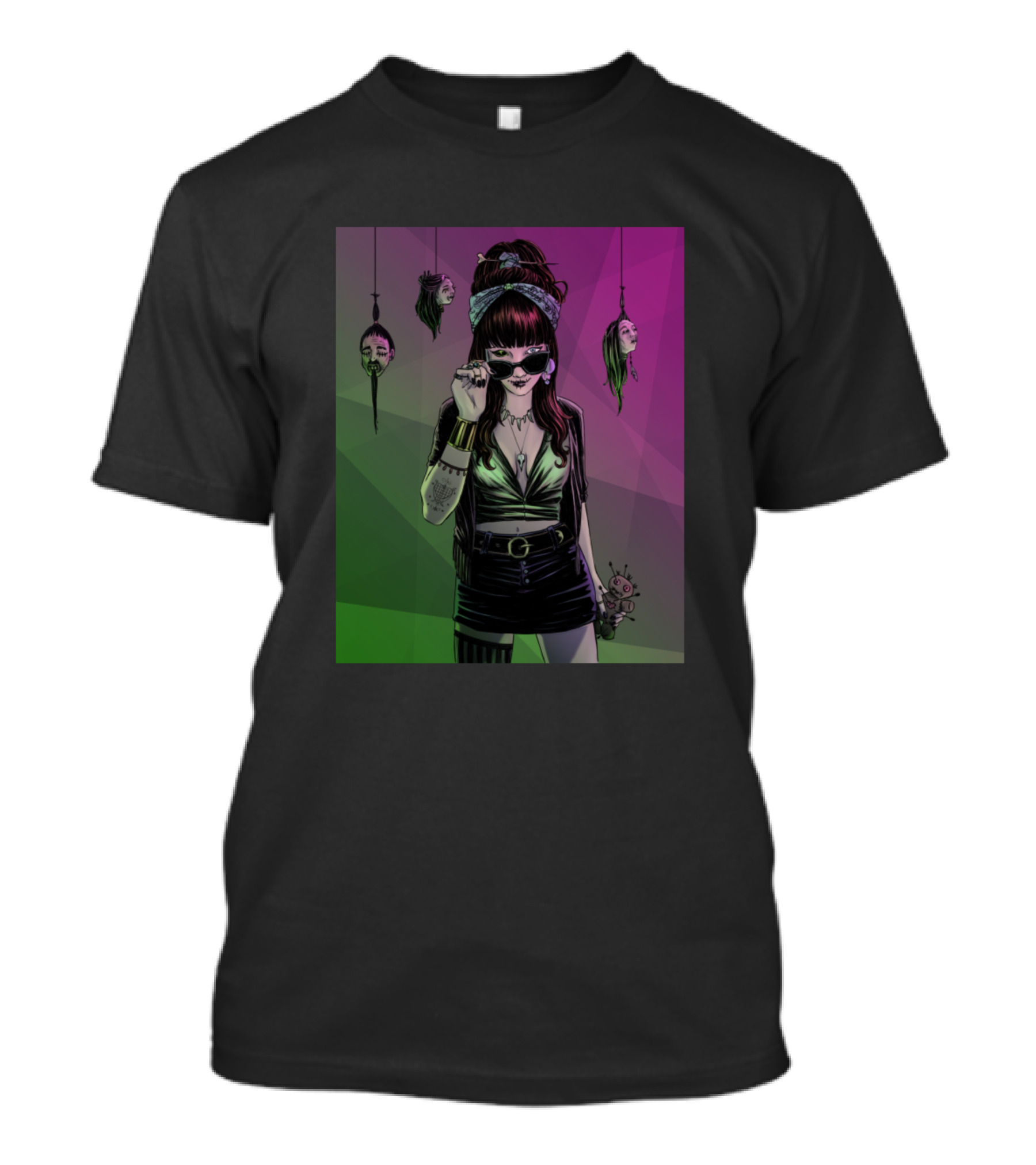 Voodoo Lady With Hanging Heads And Doll In Hand T-Shirt