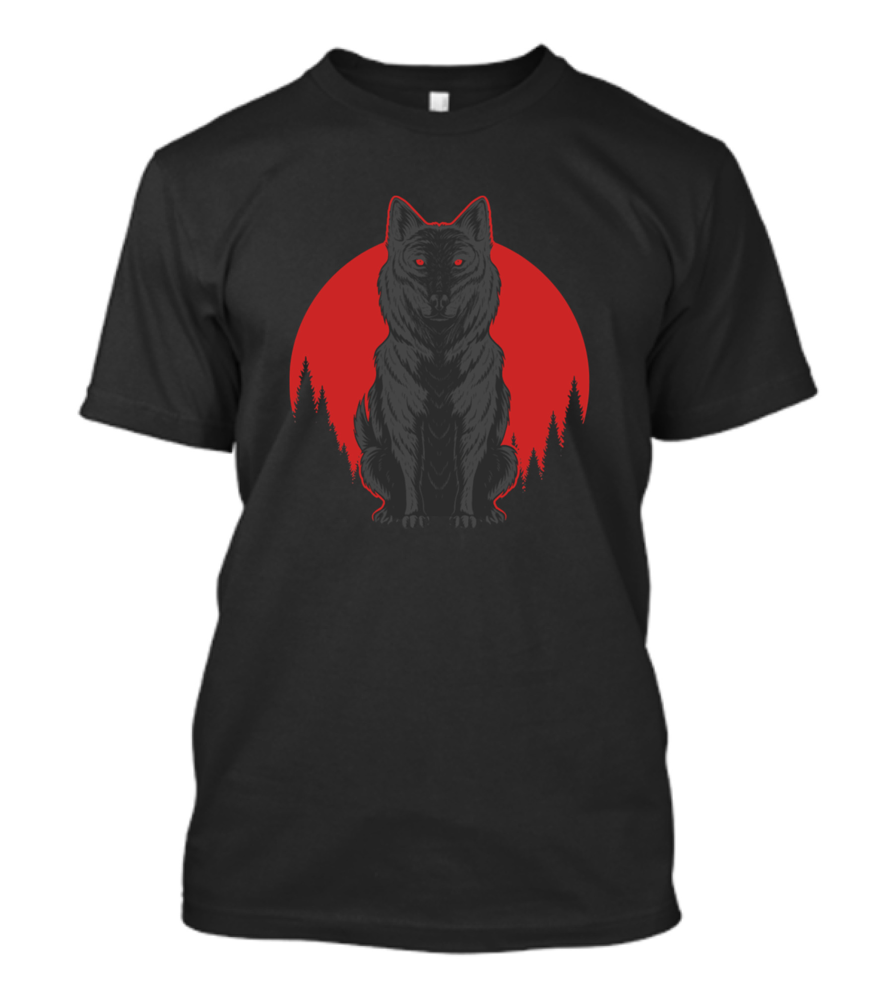 Wolf Alpha Wolf Wild Life Red Moon Forest Scene T-Shirt