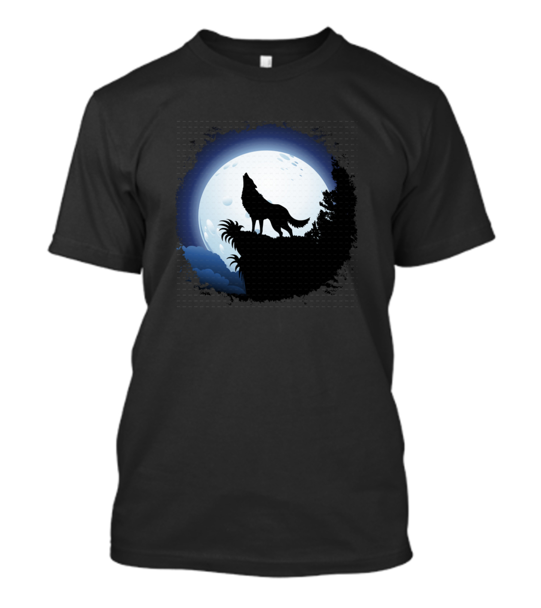Wolf Howl Slim Fit Wild Life Full Moon Scene T-Shirt