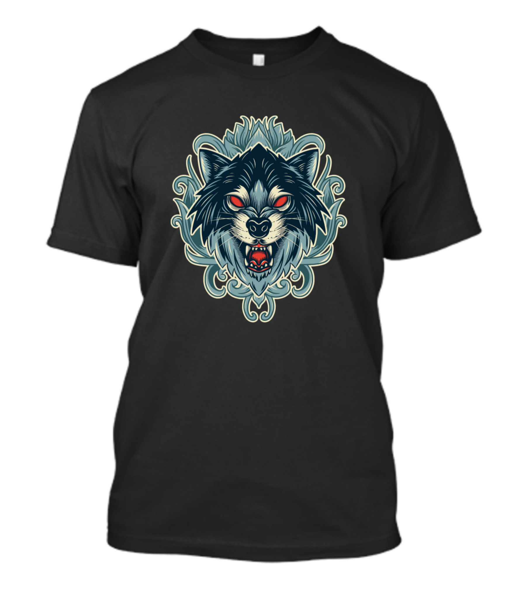 Wolf Wolf Wild Life Fun Fierce Stylized Wolf Emblem T-Shirt
