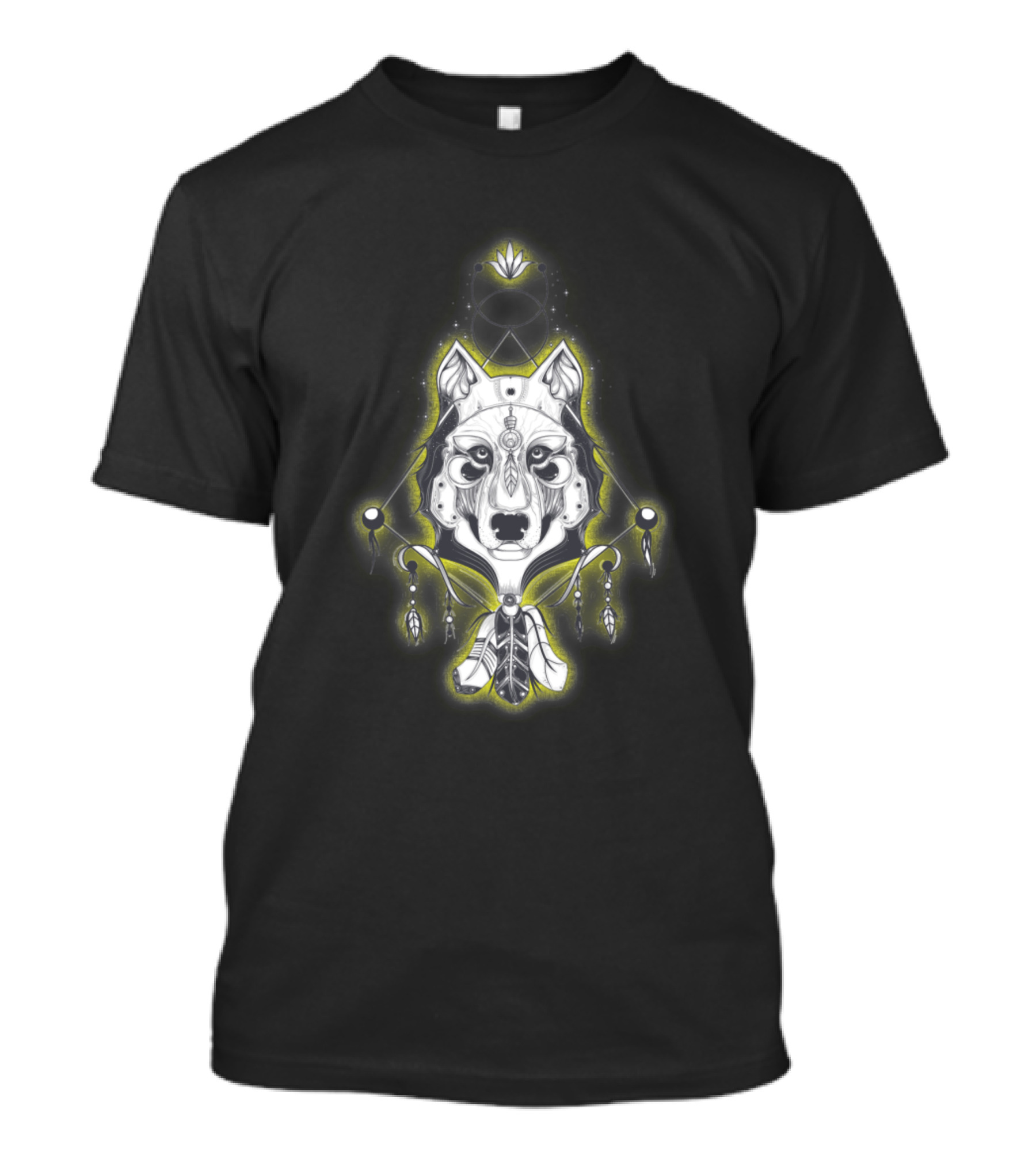 Yellow Wild Life Wolf Dreamcatcher T-Shirt