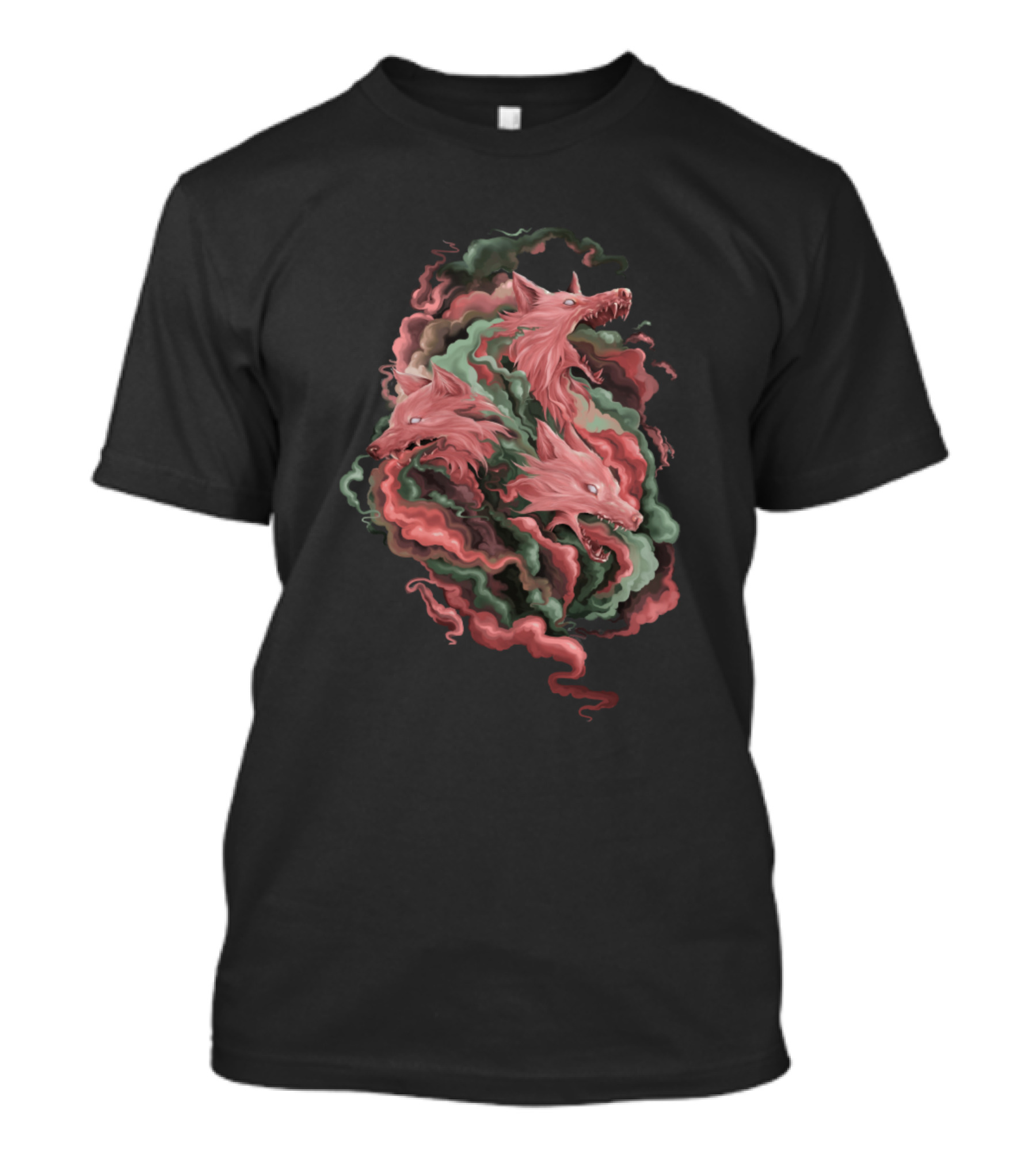 Wolf Wolves Wild Life Surreal Green Red Vapor T-Shirt