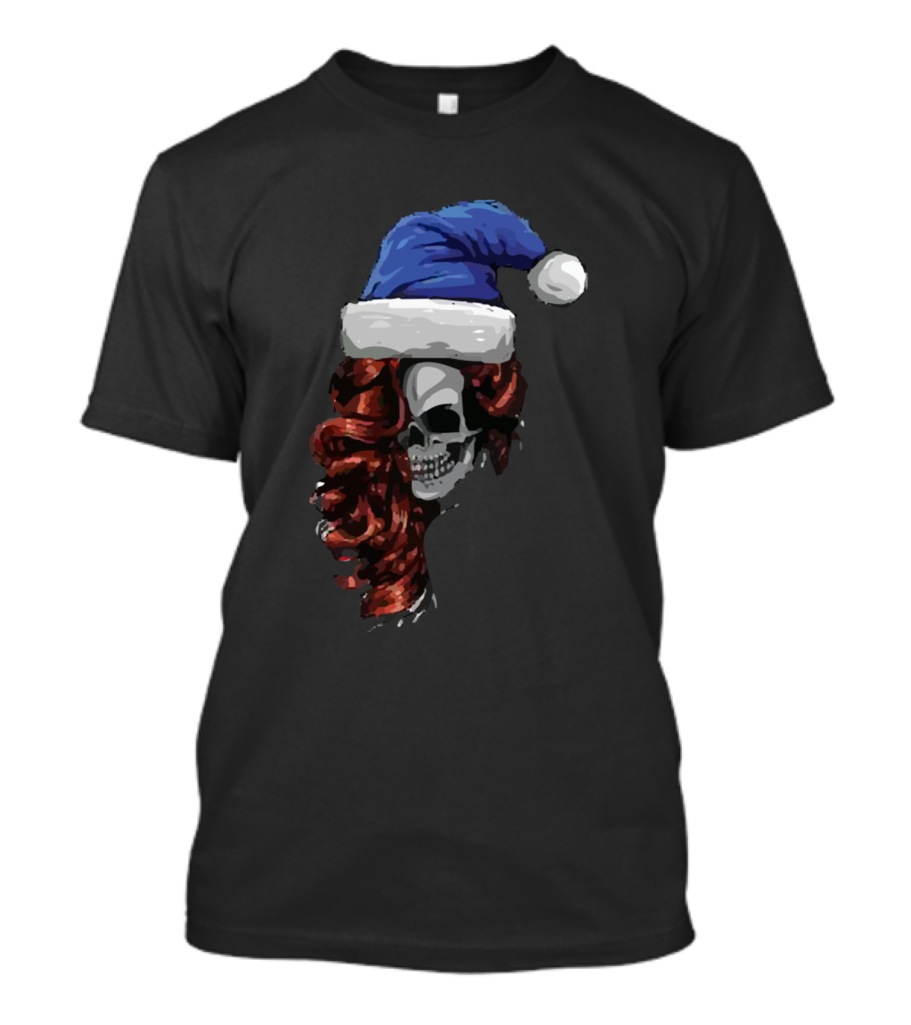 Woman Skull Santa Hat Red Hair Fashion T-Shirt
