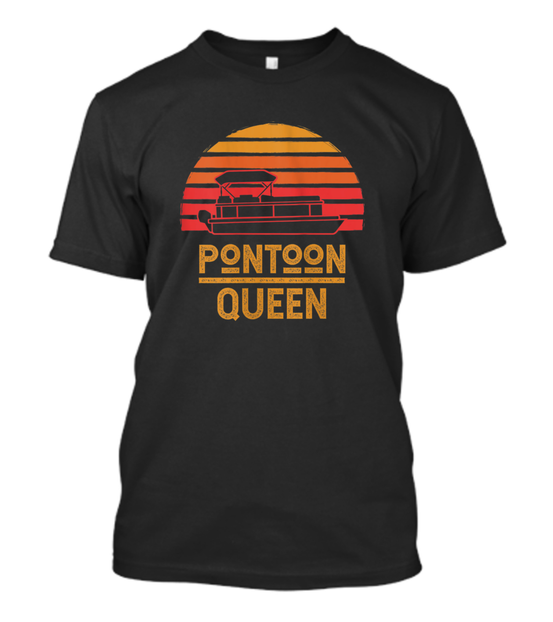 Vintage Pontoon Queen Sunset Boating Adventure T-Shirt