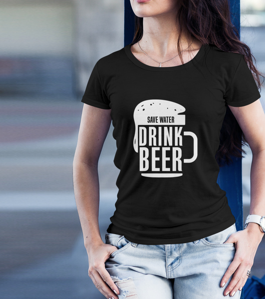 Save Water Drink Beer Mug Funny Alcohol Drinking T-Shirt