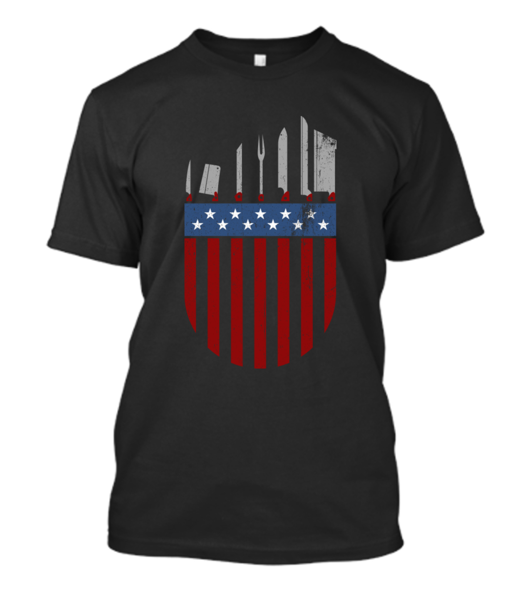 American Flag Butcher Knife Set Stars And Stripes Kitchen Tools T-Shirt