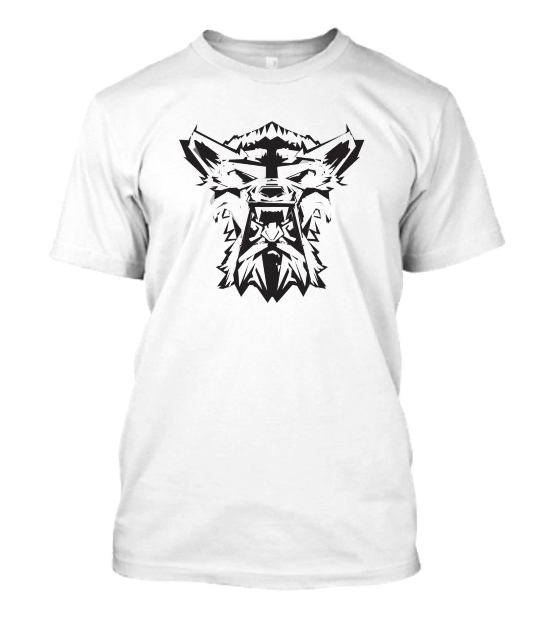 Angry Wolf Geometric Dark Face T-Shirt