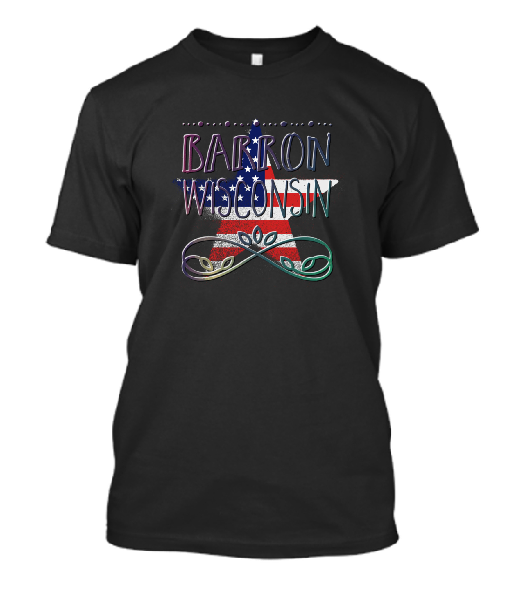 Barron Wisconsin Star American Flag Motif T-Shirt