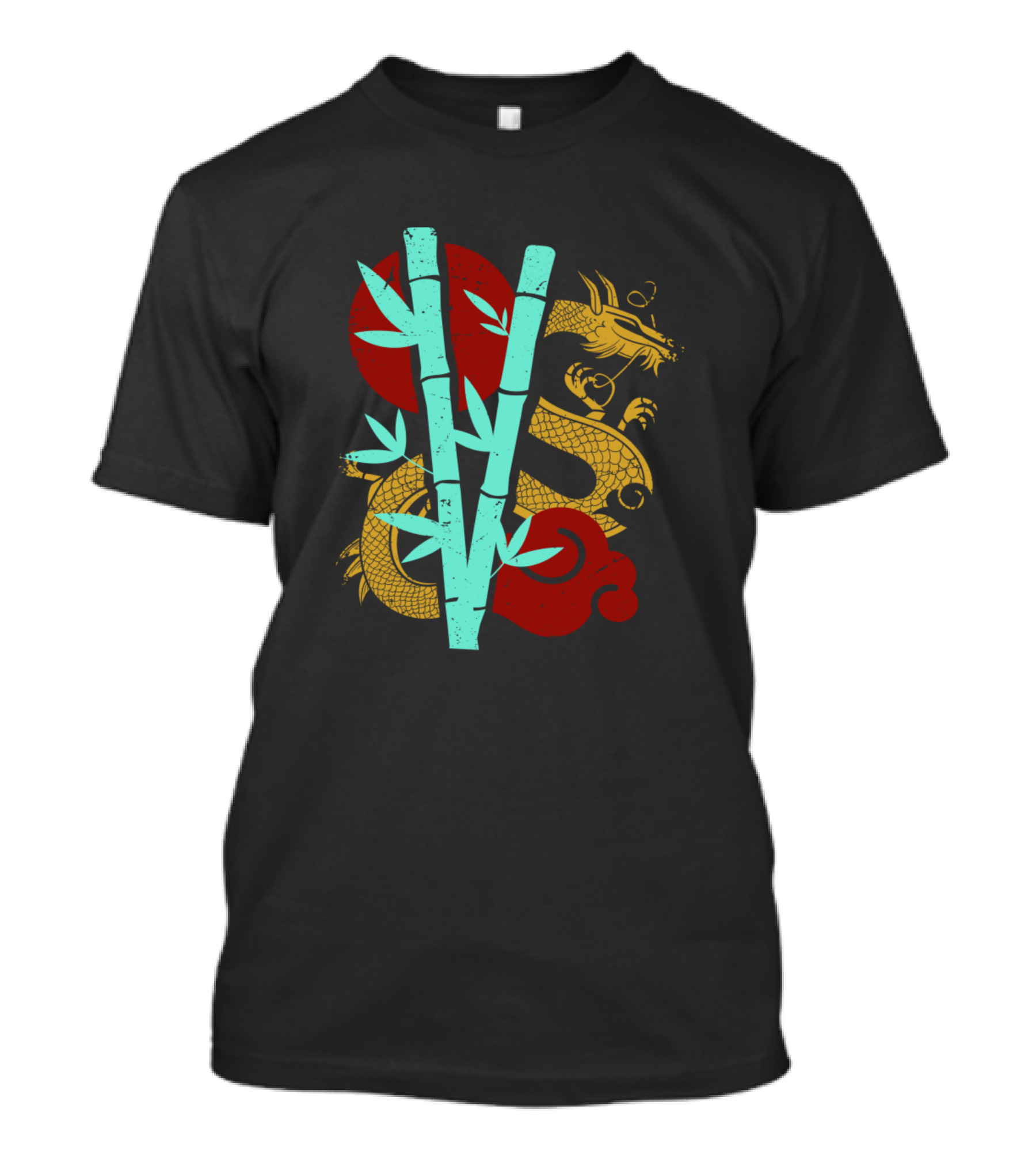 Beautiful Chinese Dragon With Bamboo And Red Clouds T-Shirt