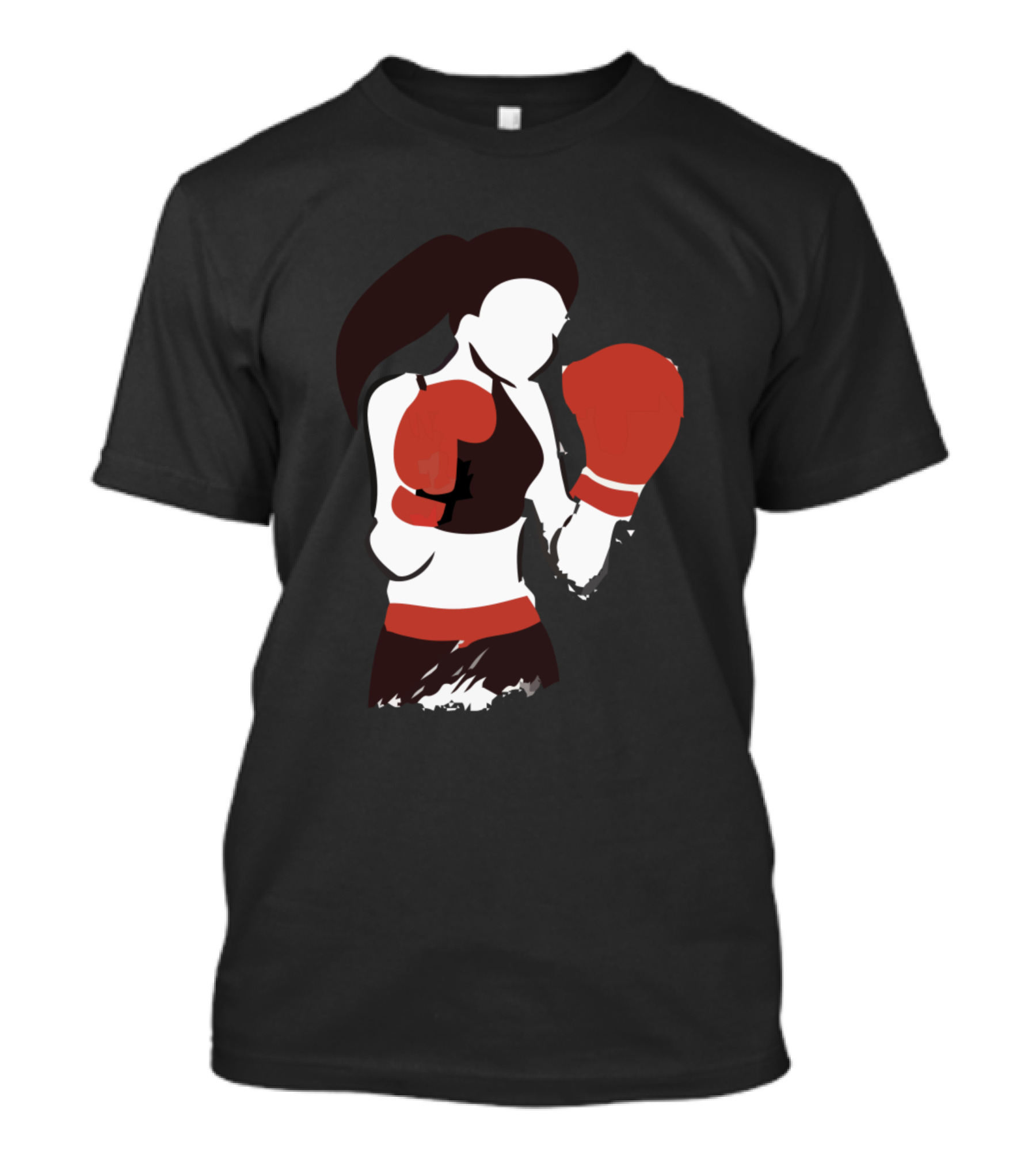 Boxer Girl Fighter Stance With Red Gloves T-Shirt