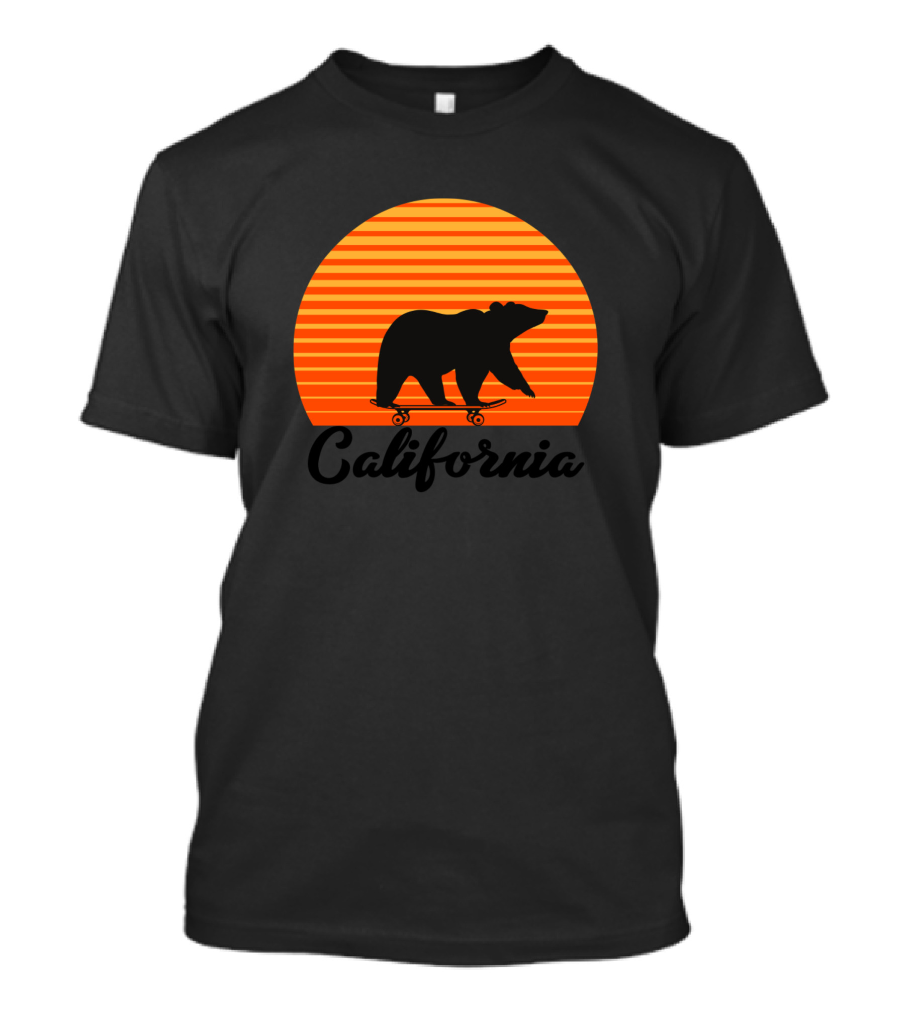 California Sunset Bear Skateboarding T-Shirt