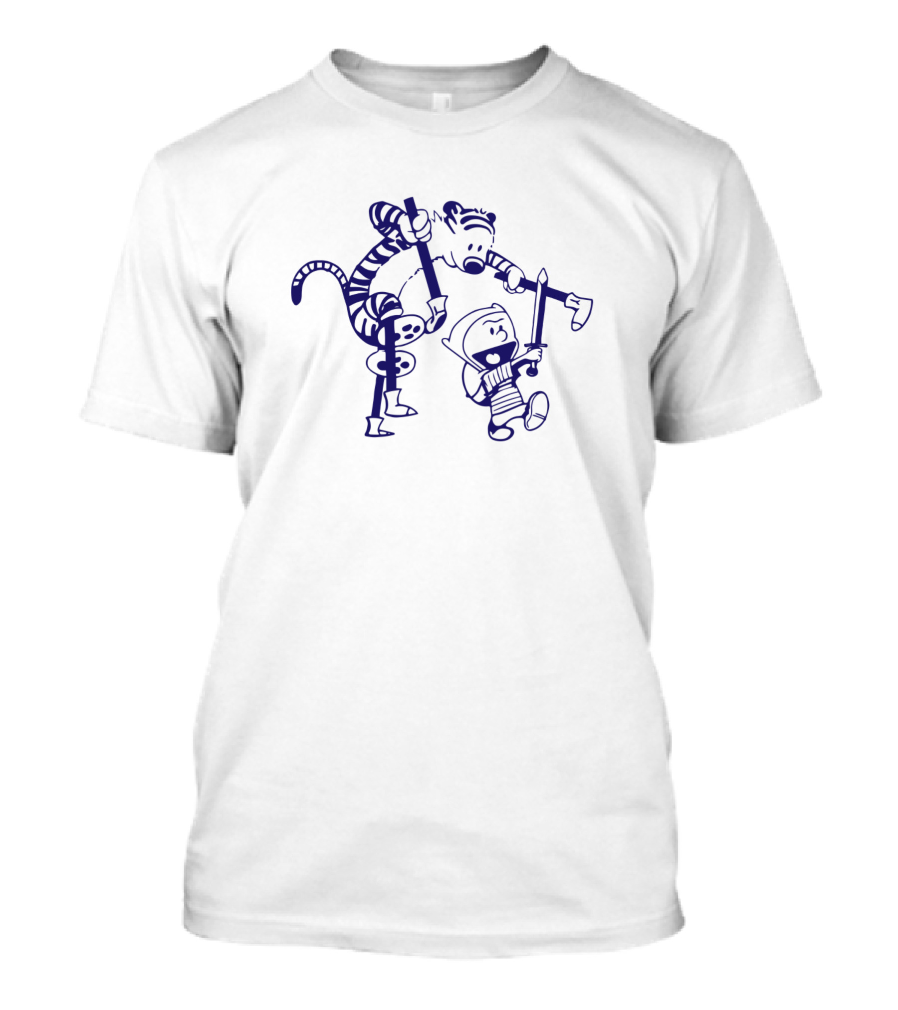 Calvin And Hobbes Blue Imaginary Adventure Swordplay T-Shirt