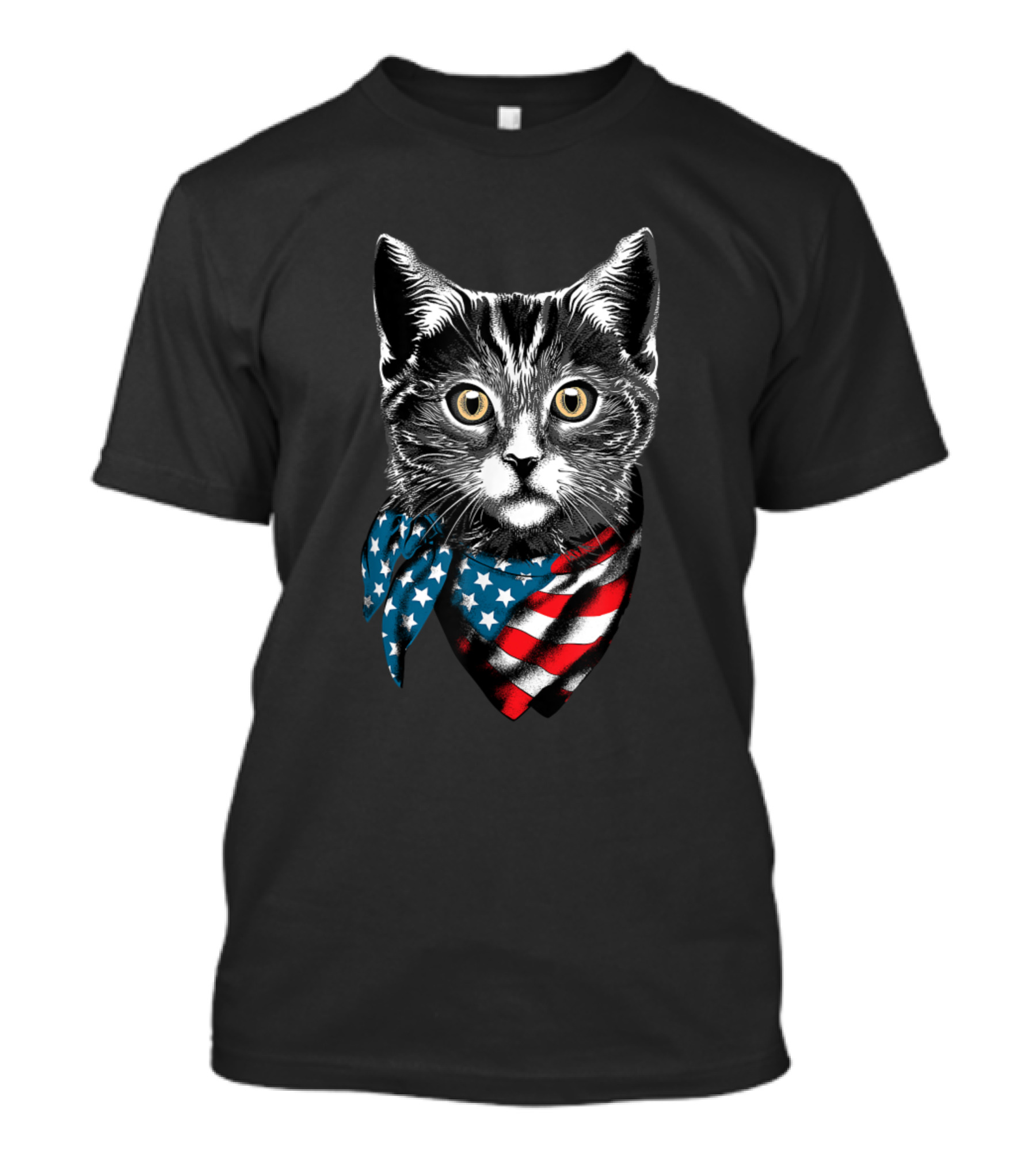 Cat With American Flag Bandana For USA Flag Cats Lover Kitten Enthusiasts T-Shirt