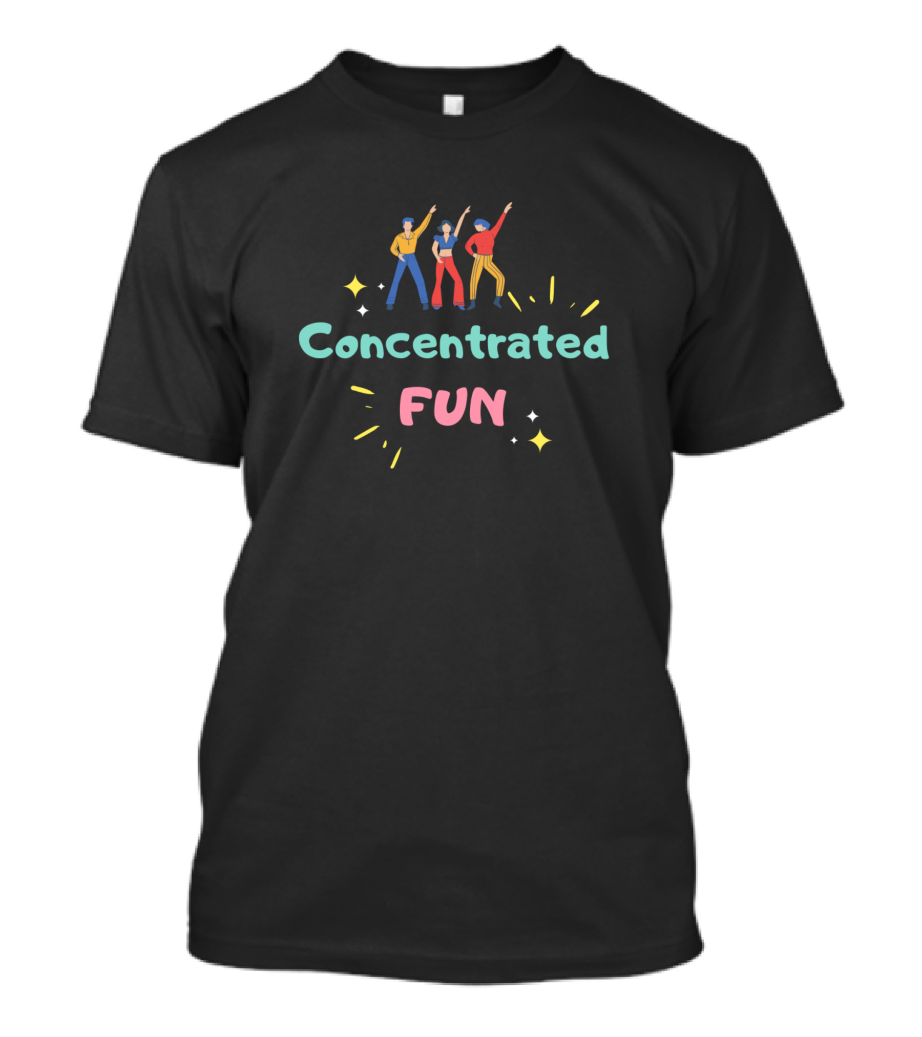 Concentrated Fun Dance Party Trio Colorful Stars T-Shirt