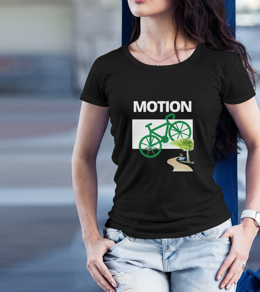 MOTION Bicycle And Scenic Pathway With Green Tree T-Shirt