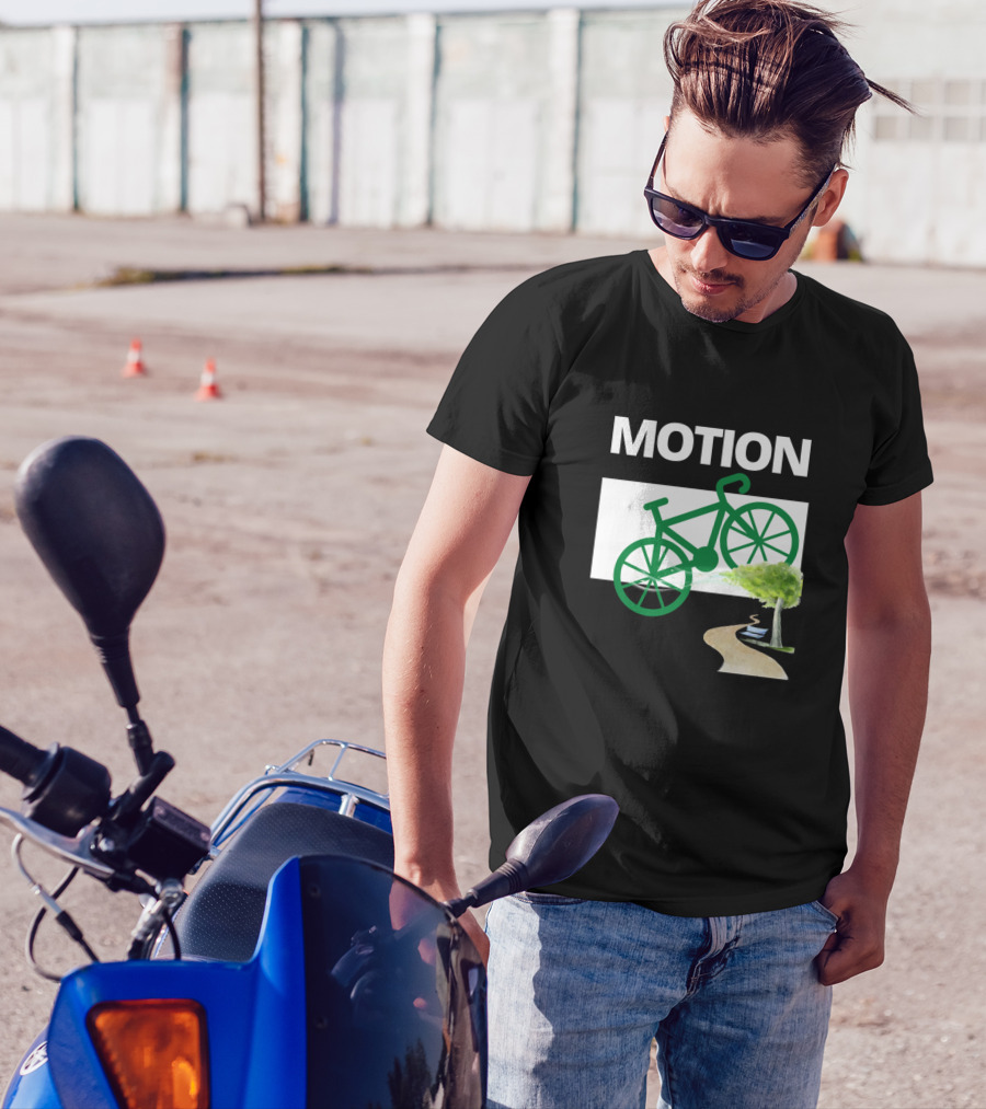 MOTION Bicycle And Scenic Pathway With Green Tree T-Shirt