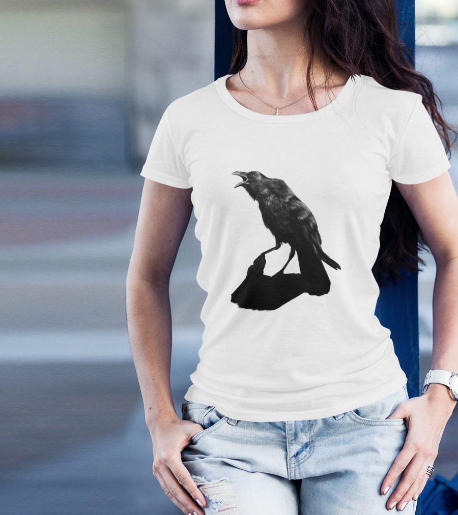 Raven Bird Shadow Black T-Shirt