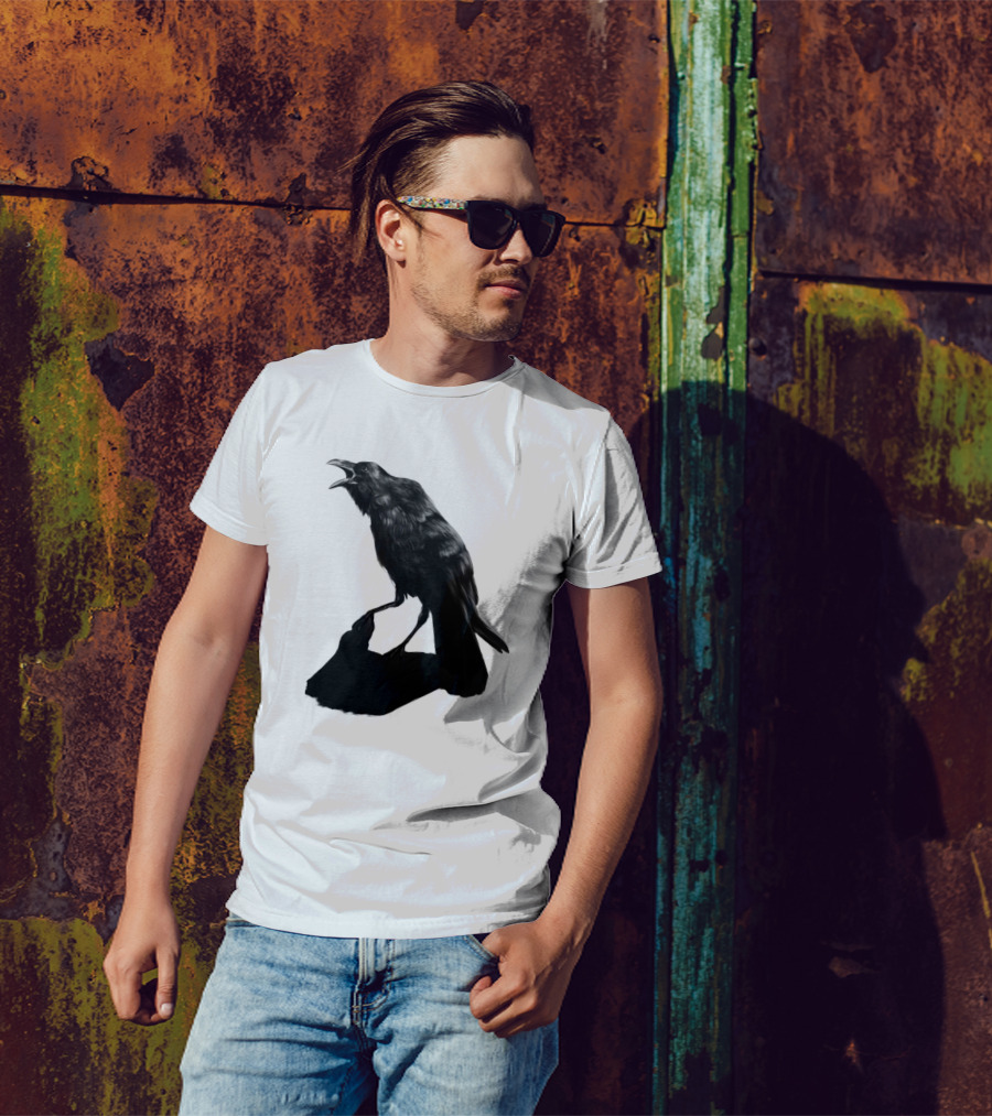 Raven Bird Shadow Black T-Shirt
