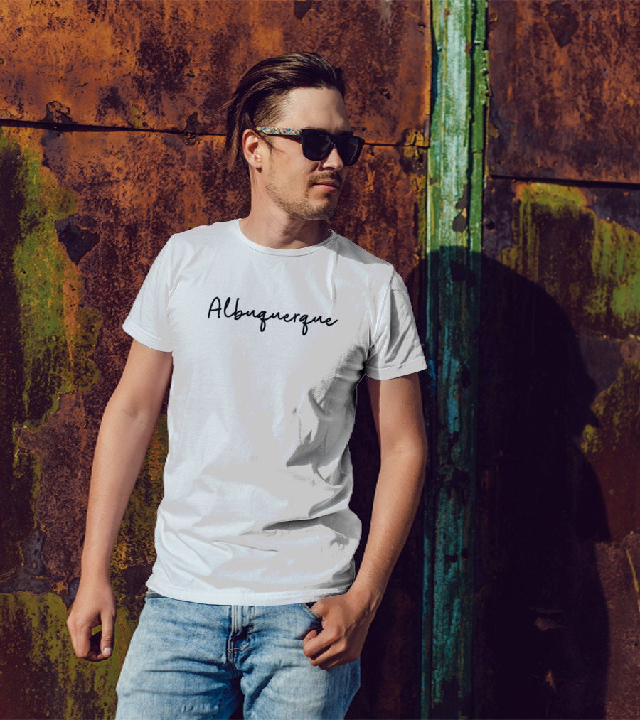Albuquerque New Mexico Black Flowing Handwritten T-Shirt