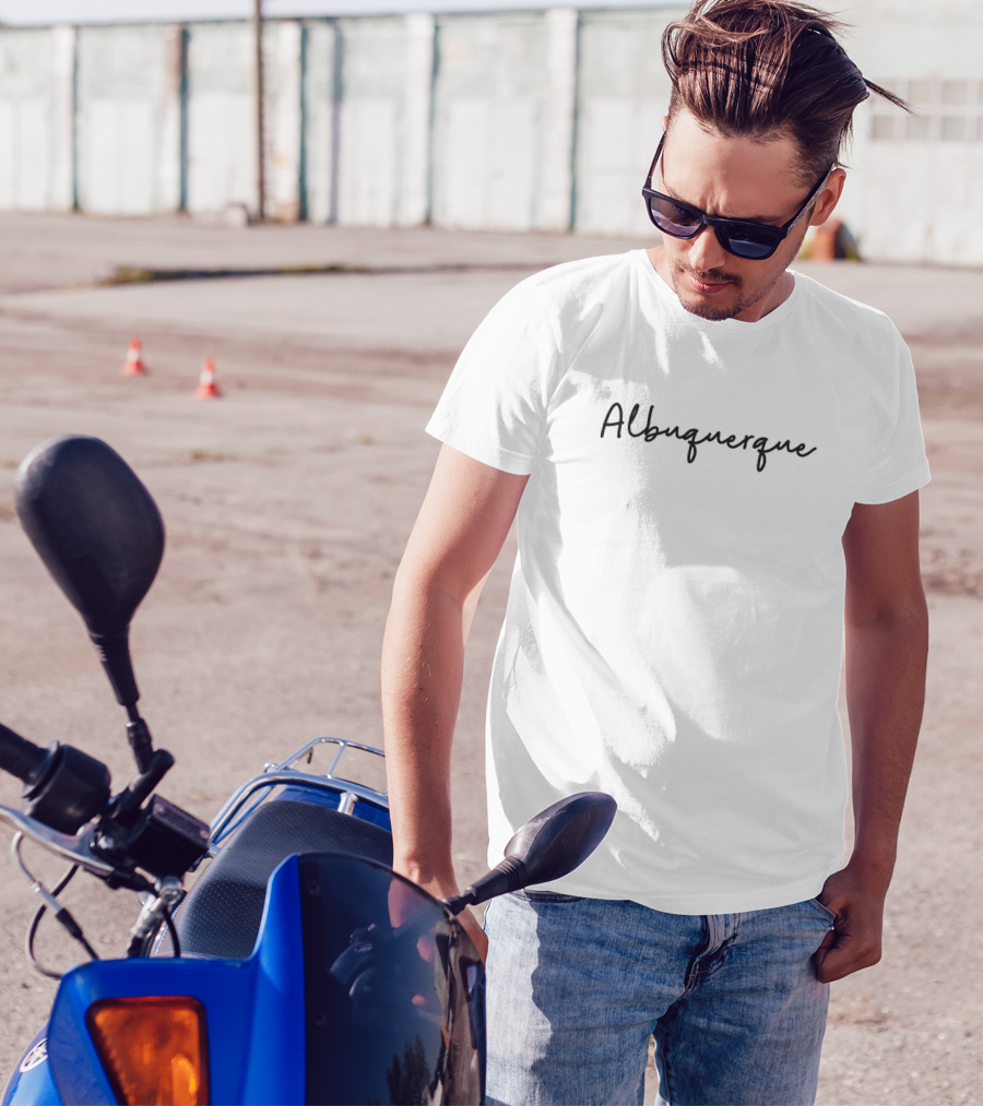 Albuquerque New Mexico Black Flowing Handwritten T-Shirt