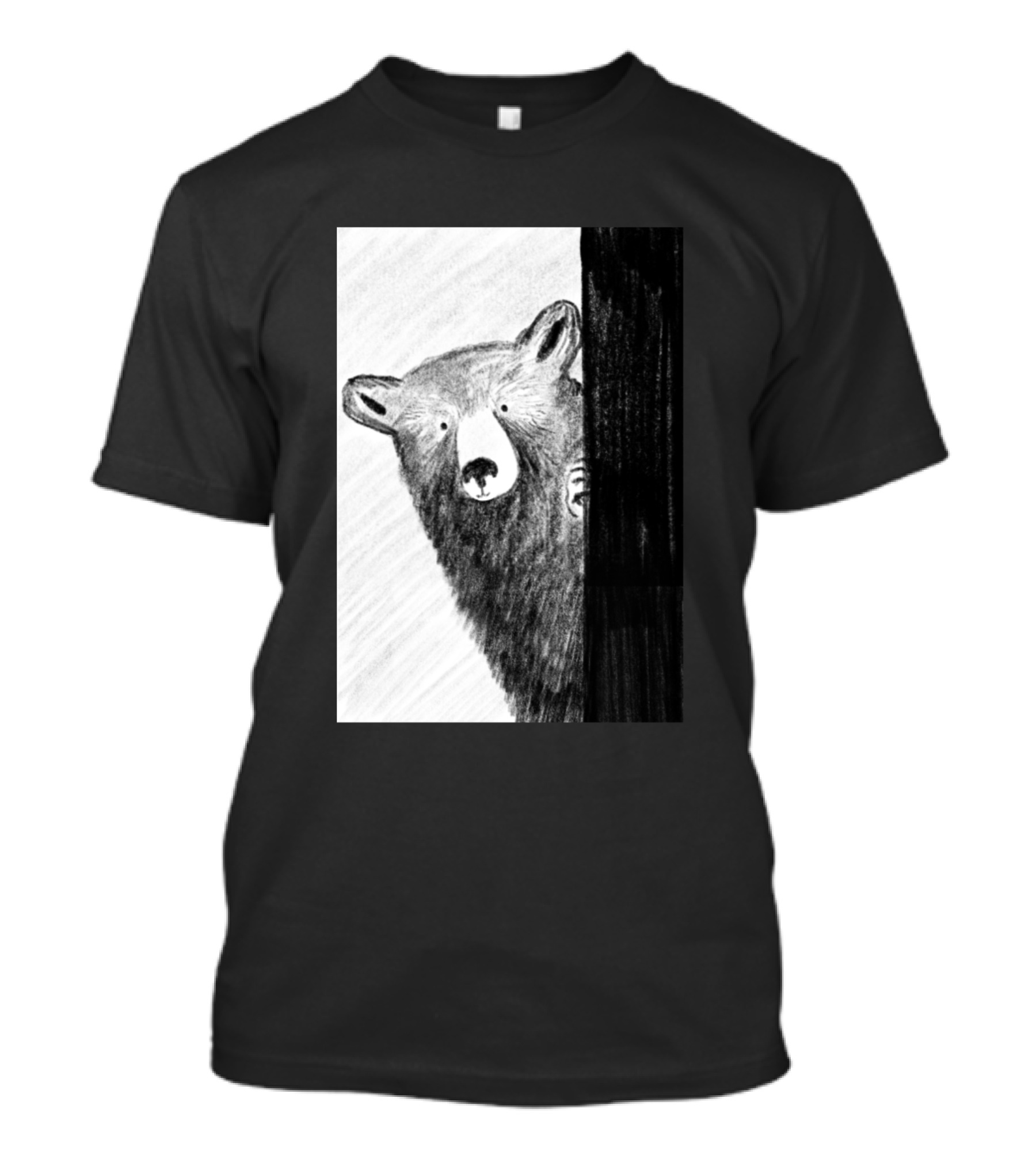 Bear Peeking Around The Tree In The Woods T-Shirt