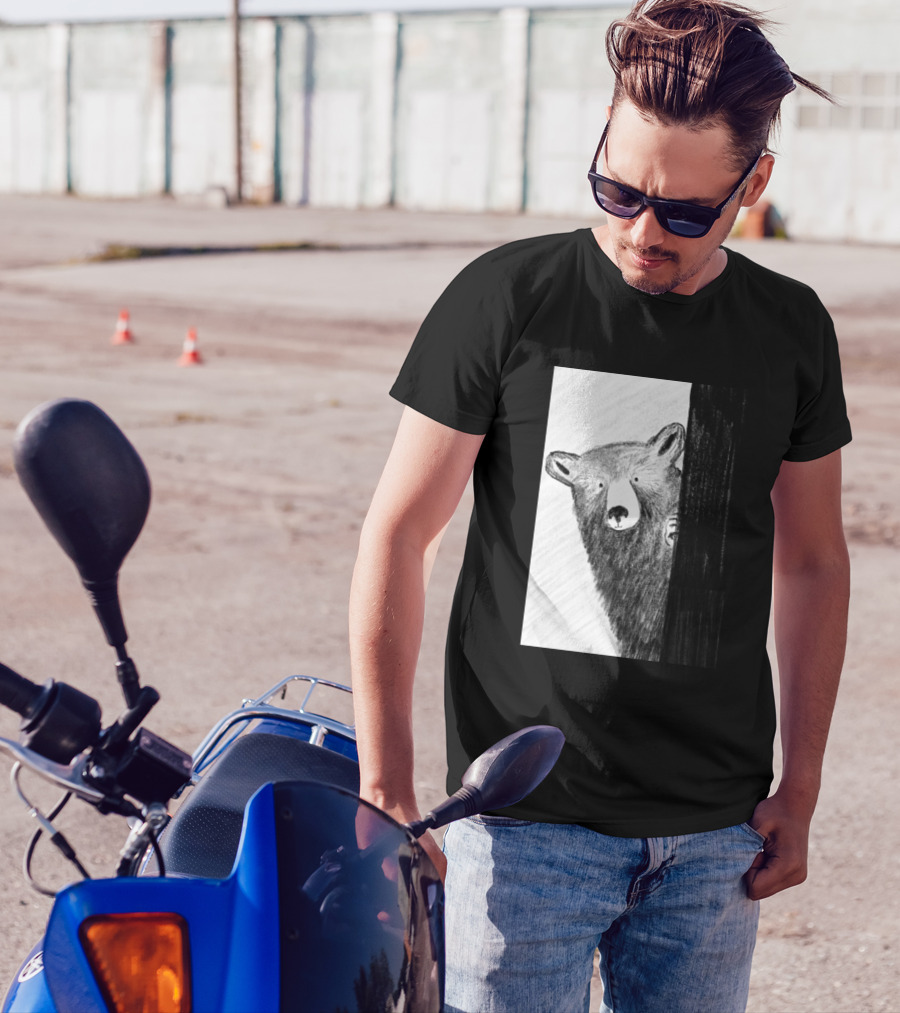 Bear Peeking Around The Tree In The Woods T-Shirt