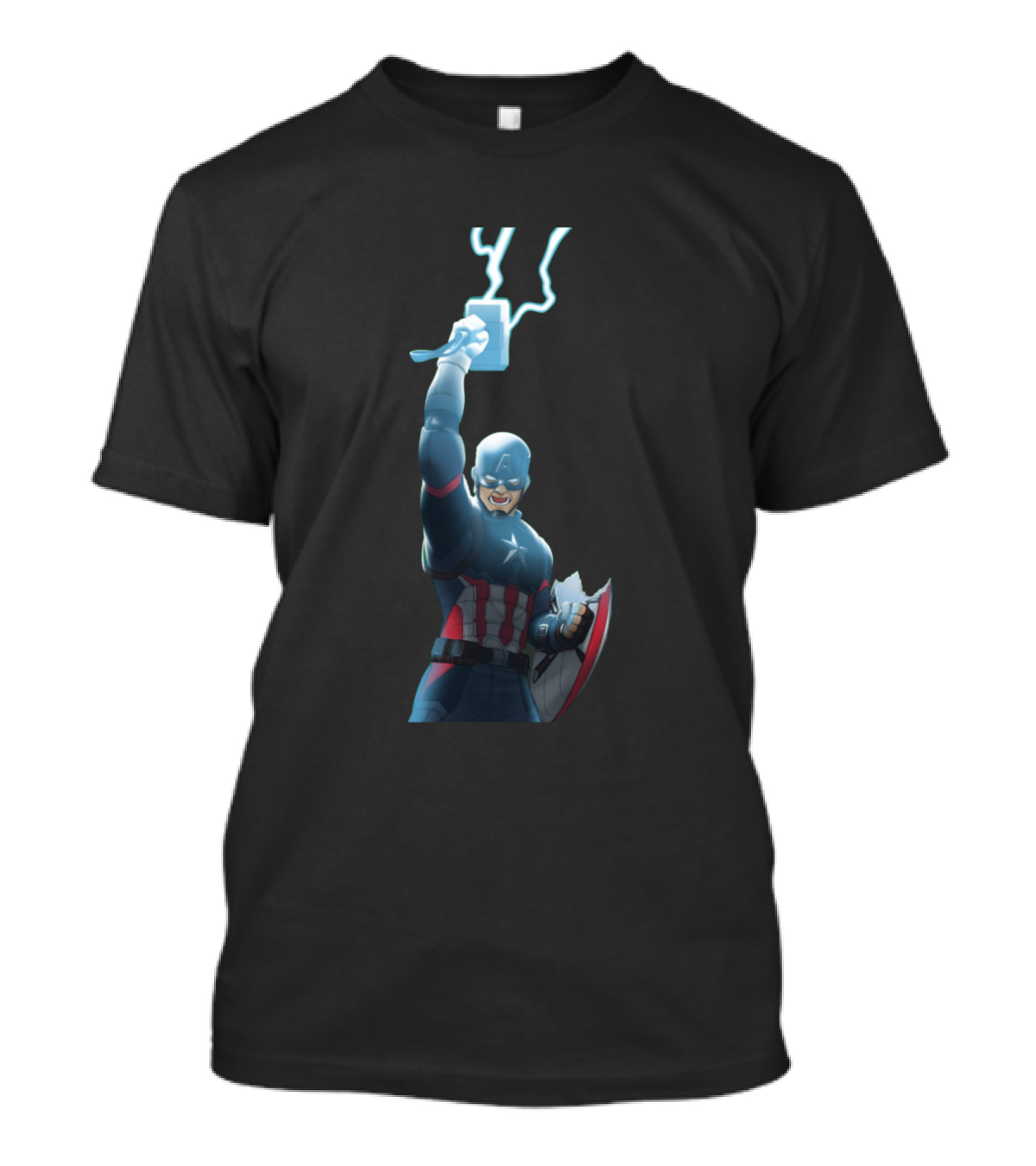 Captain America Wielding Mjolnir With Lightning T-Shirt