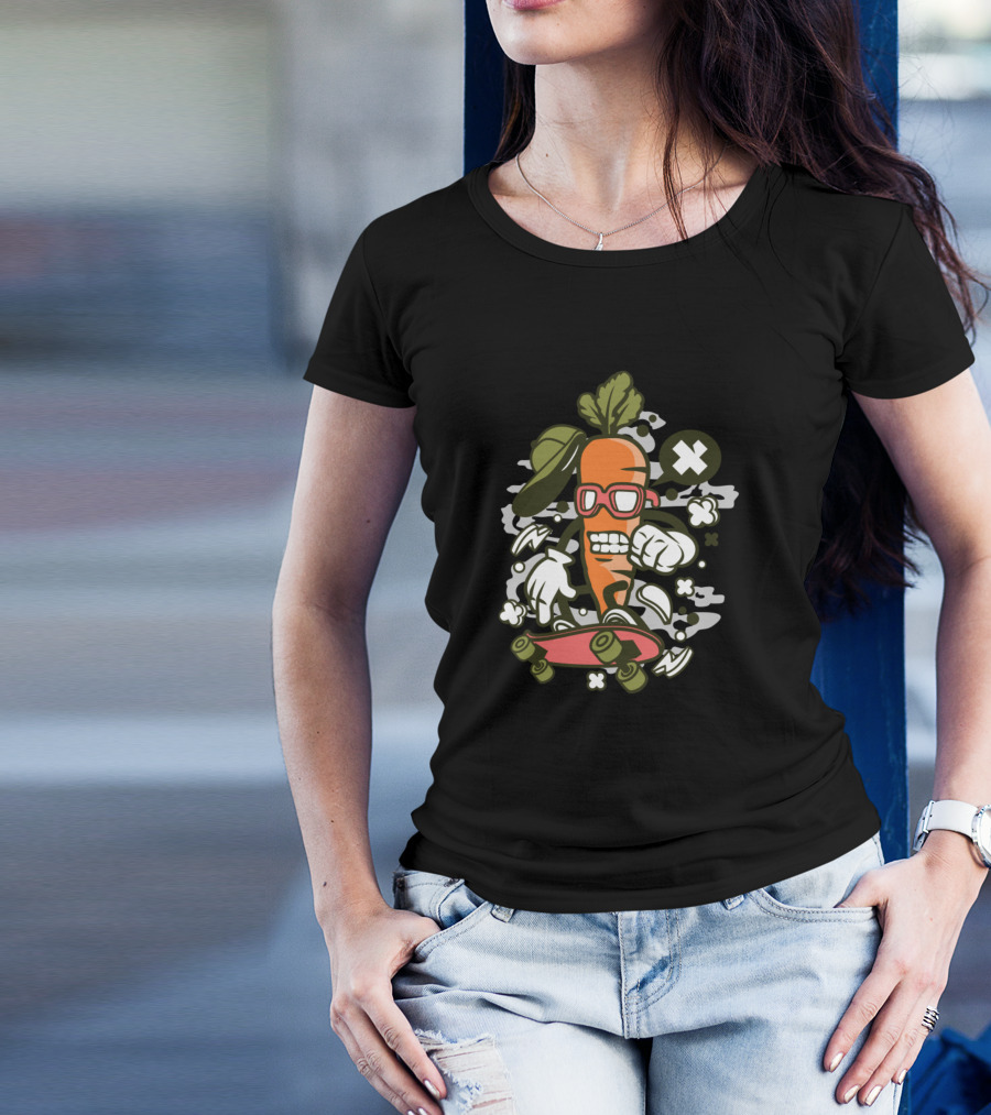 Carrot Skater Goggles And Gloves With Cap And Skateboard Comic T-Shirt