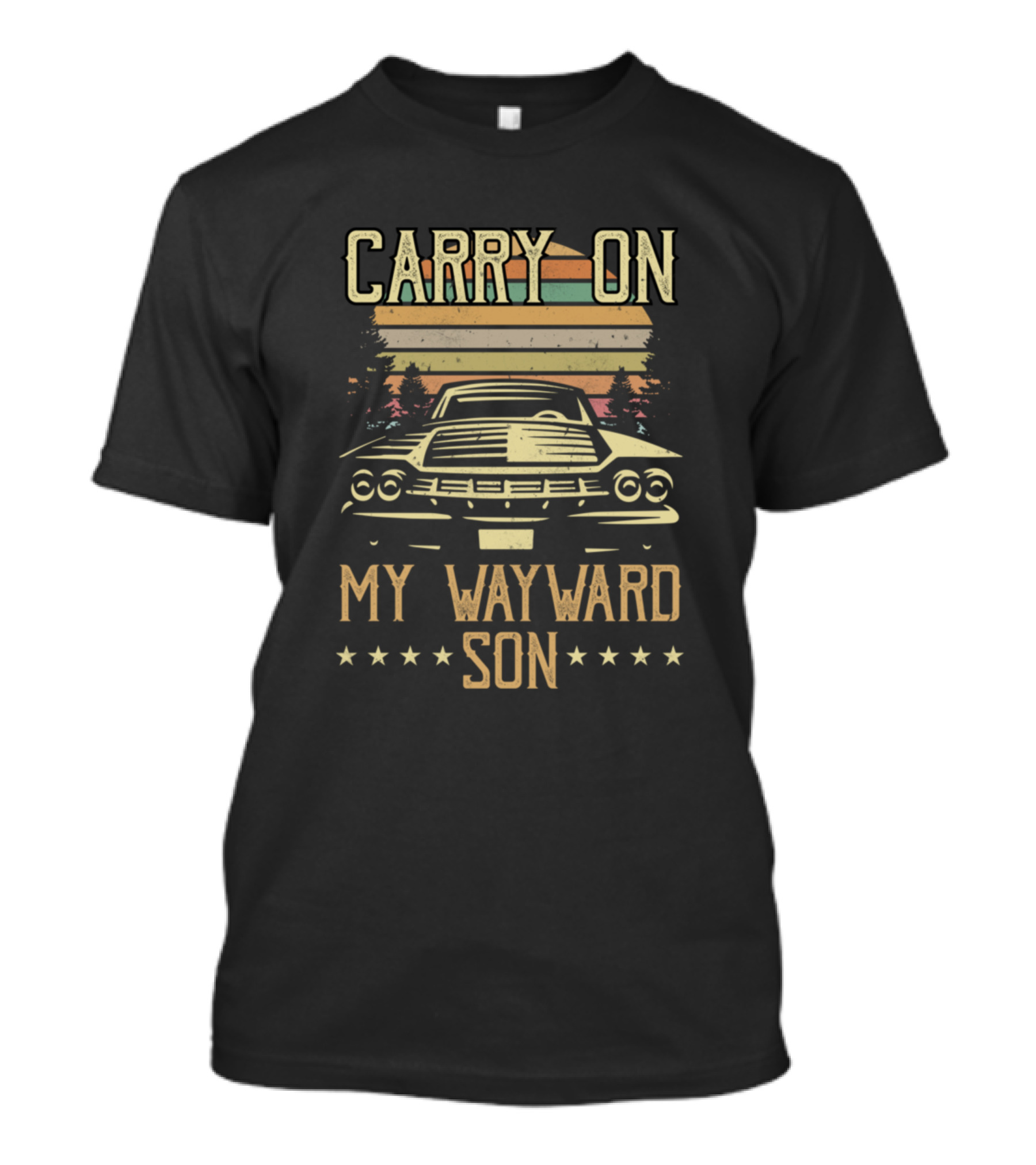 Carry On My Wayward Son Vintage Car Sunset Scene T-Shirt