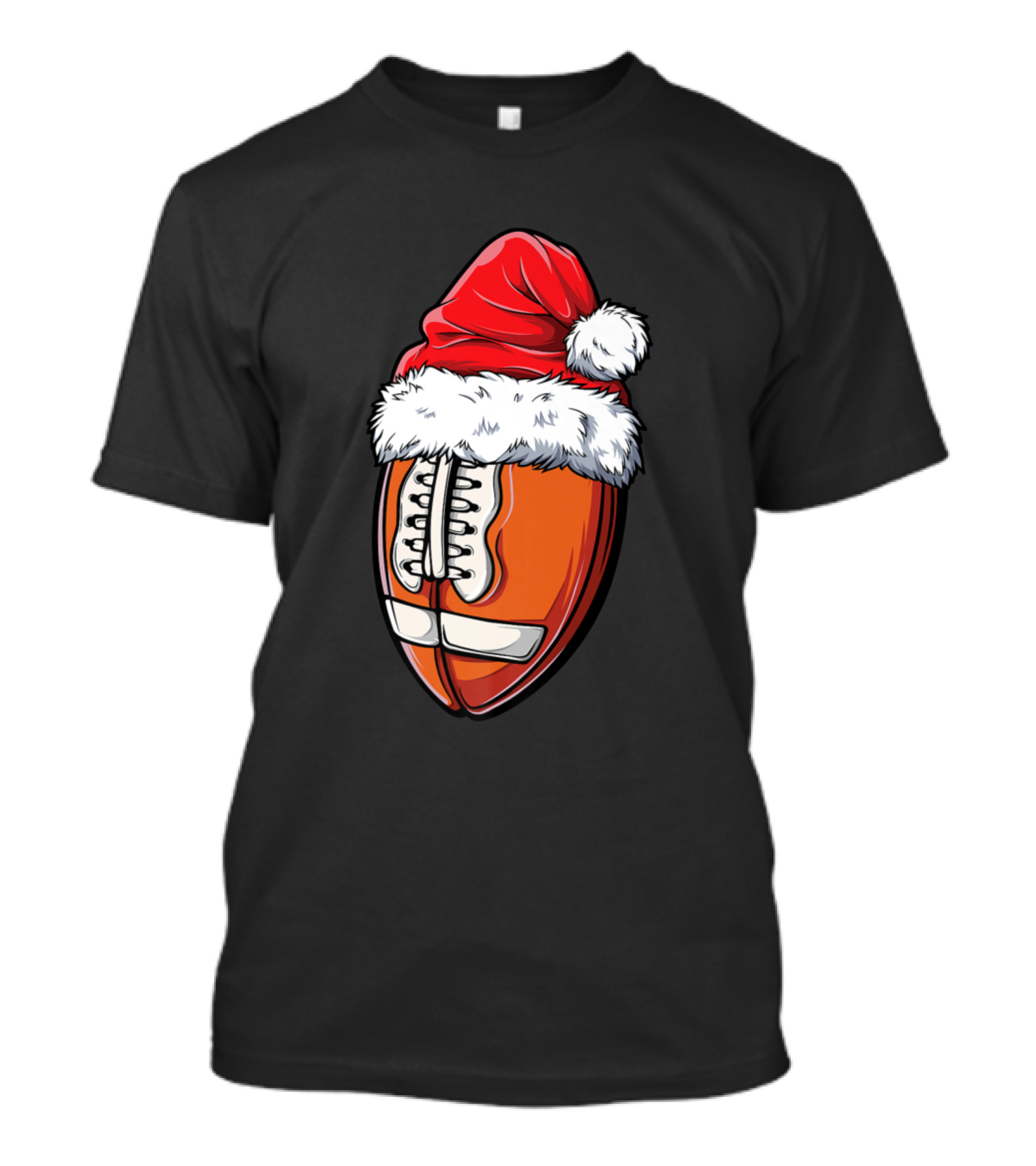 Christmas Santa Hat Funny Football T-Shirt