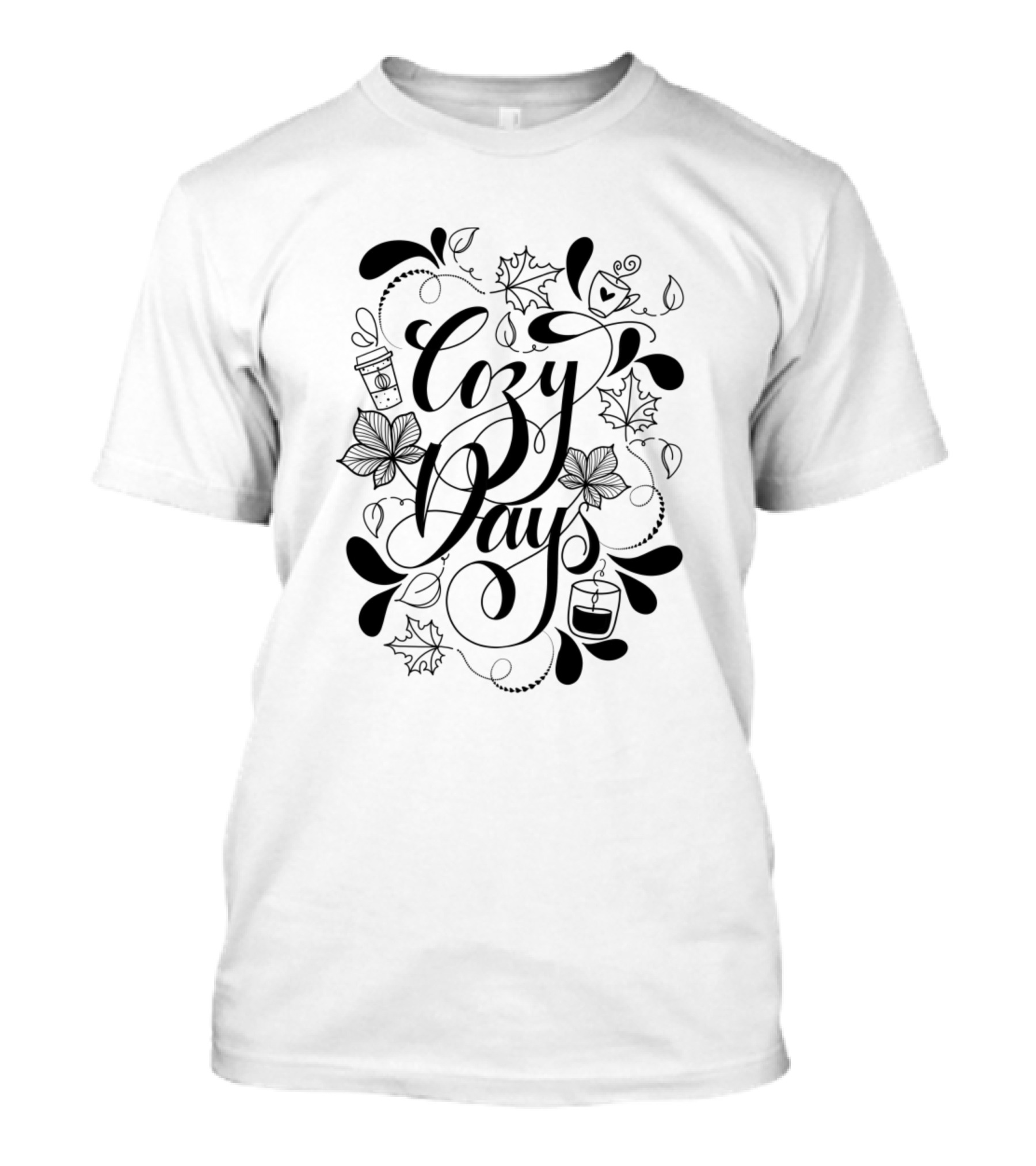 Cozy Days Autumn Leaves Coffee Candle Relaxation T-Shirt