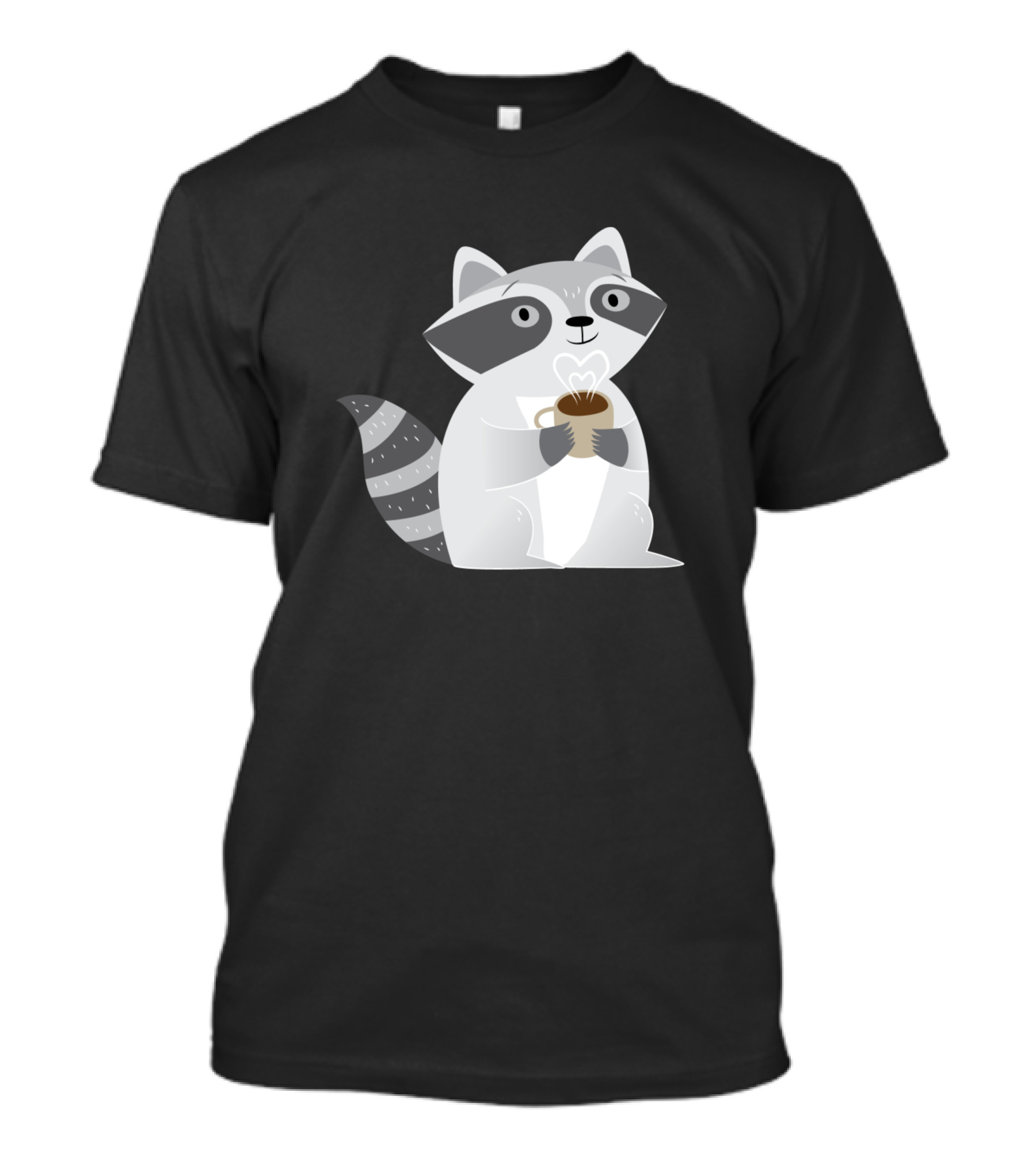 Cozy Raccoon Holding Heart-Shaped Coffee Cup T-Shirt