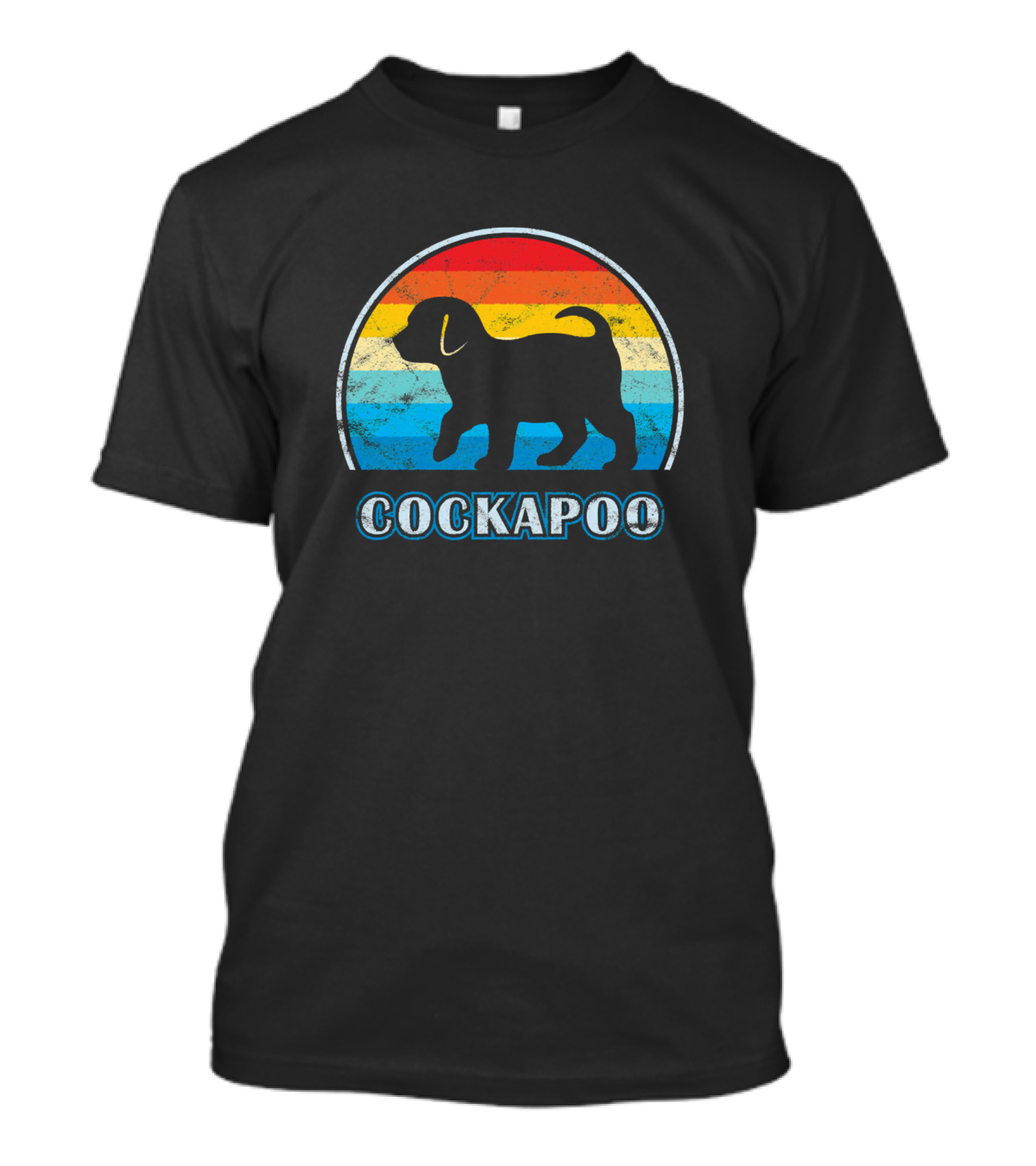 Cockapoo Vintage Dog Silhouette With Retro Stripes T-Shirt