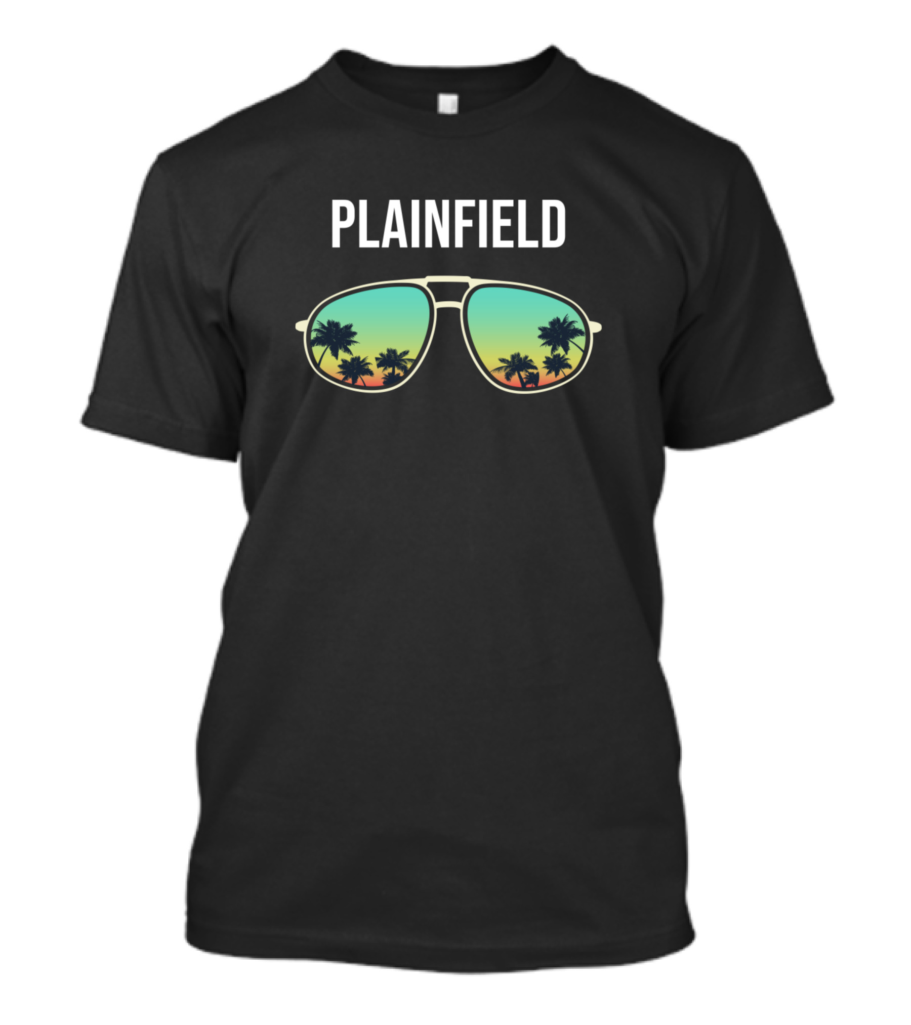 Plainfield Palm Tree Sunglasses Sunset Reflections T-Shirt