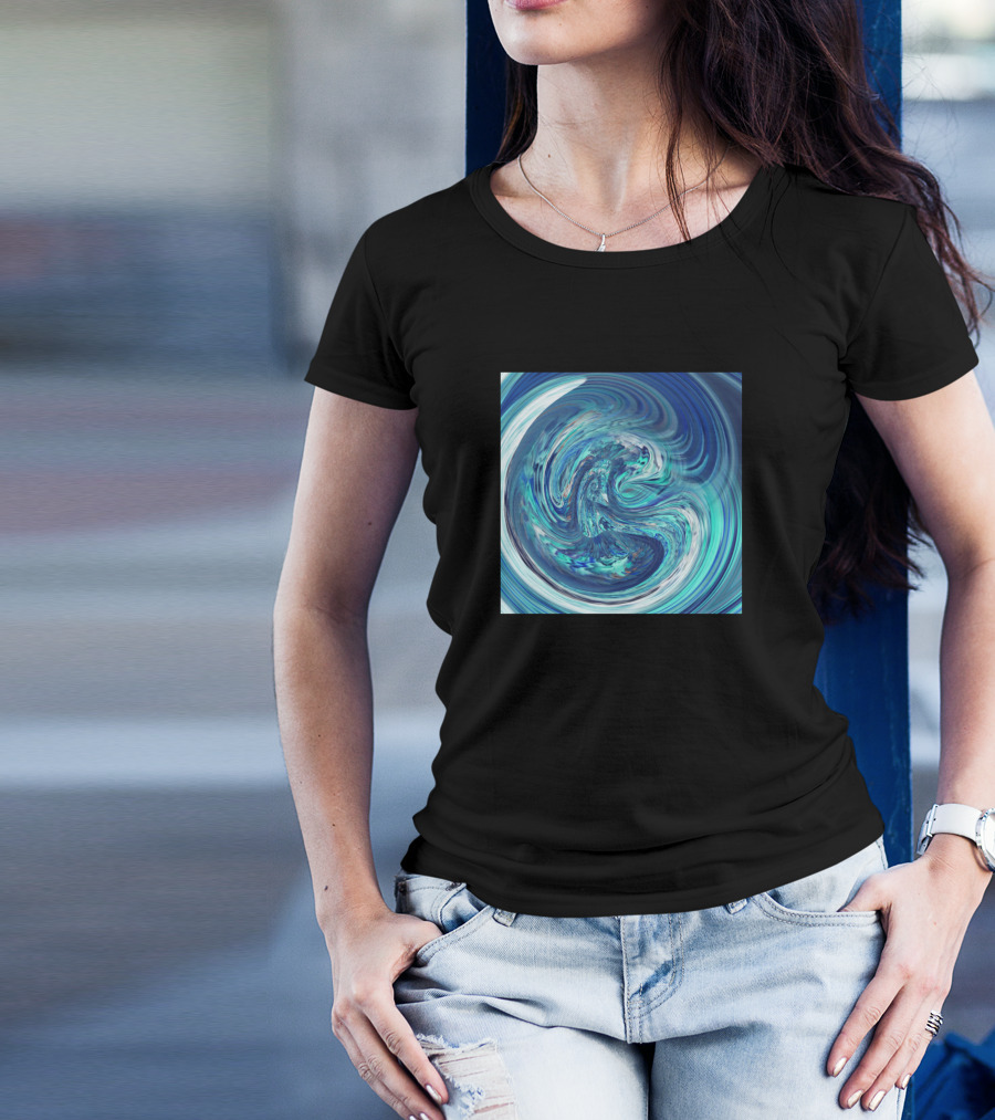 Fluid Acrylic Blue Swirl Paint T-Shirt