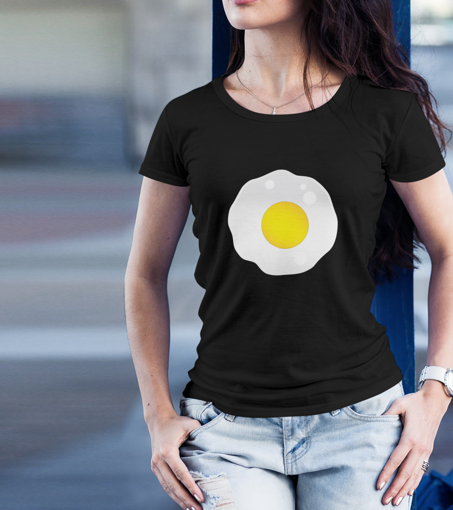 Fried Egg Breakfast Humor Circular Yolk White T-Shirt