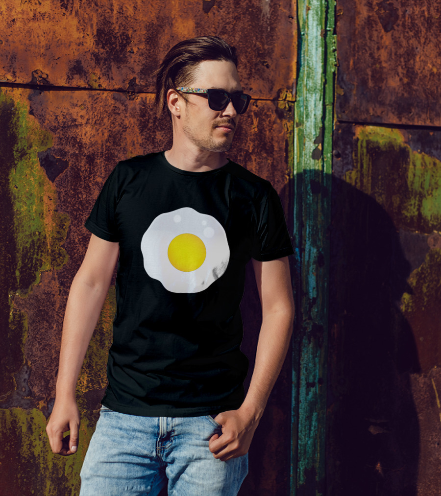 Fried Egg Breakfast Humor Circular Yolk White T-Shirt