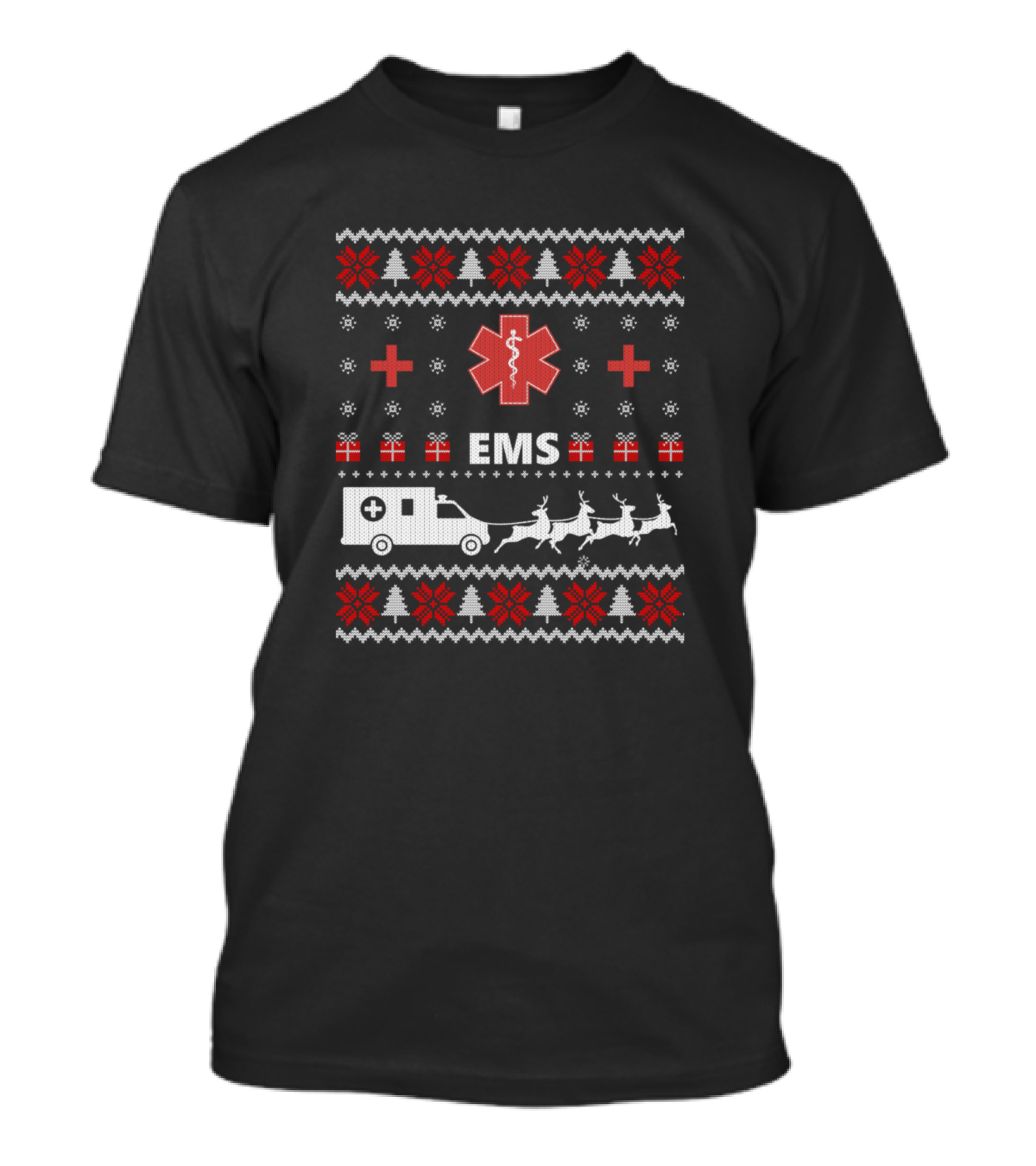 EMS Christmas Ambulance Reindeer T-Shirt